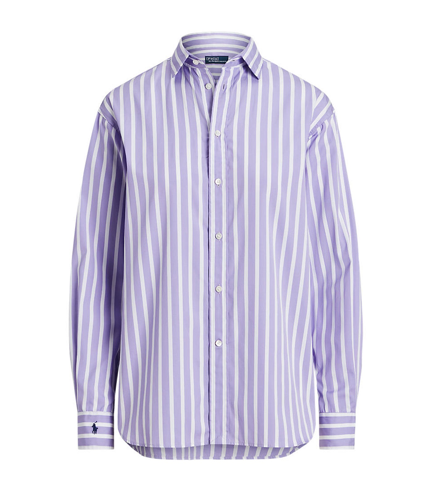 Women's Relaxed Fit Striped Linen Shirt Purple/White Stripe