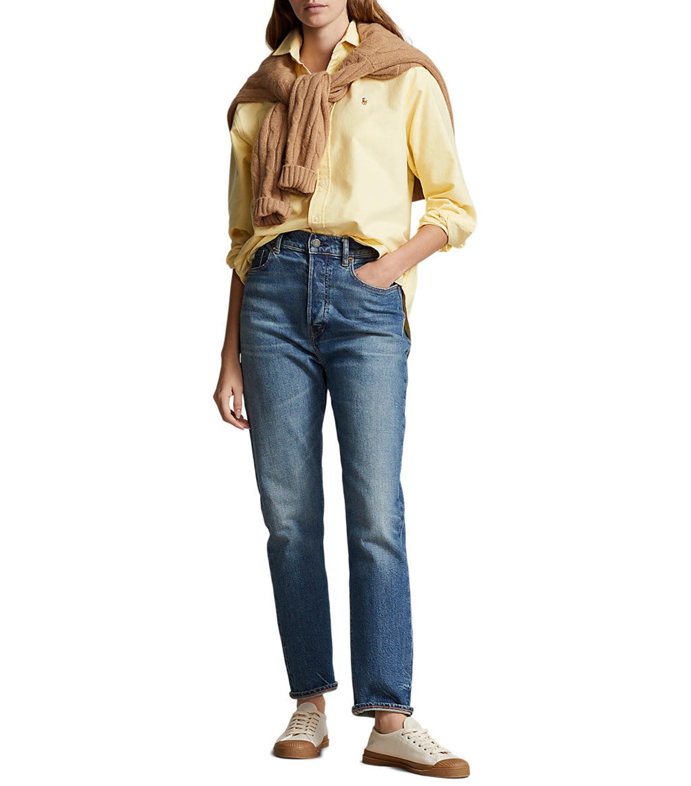 Women's Relaxed Fit Cotton Oxford Shirt Wicket Yellow