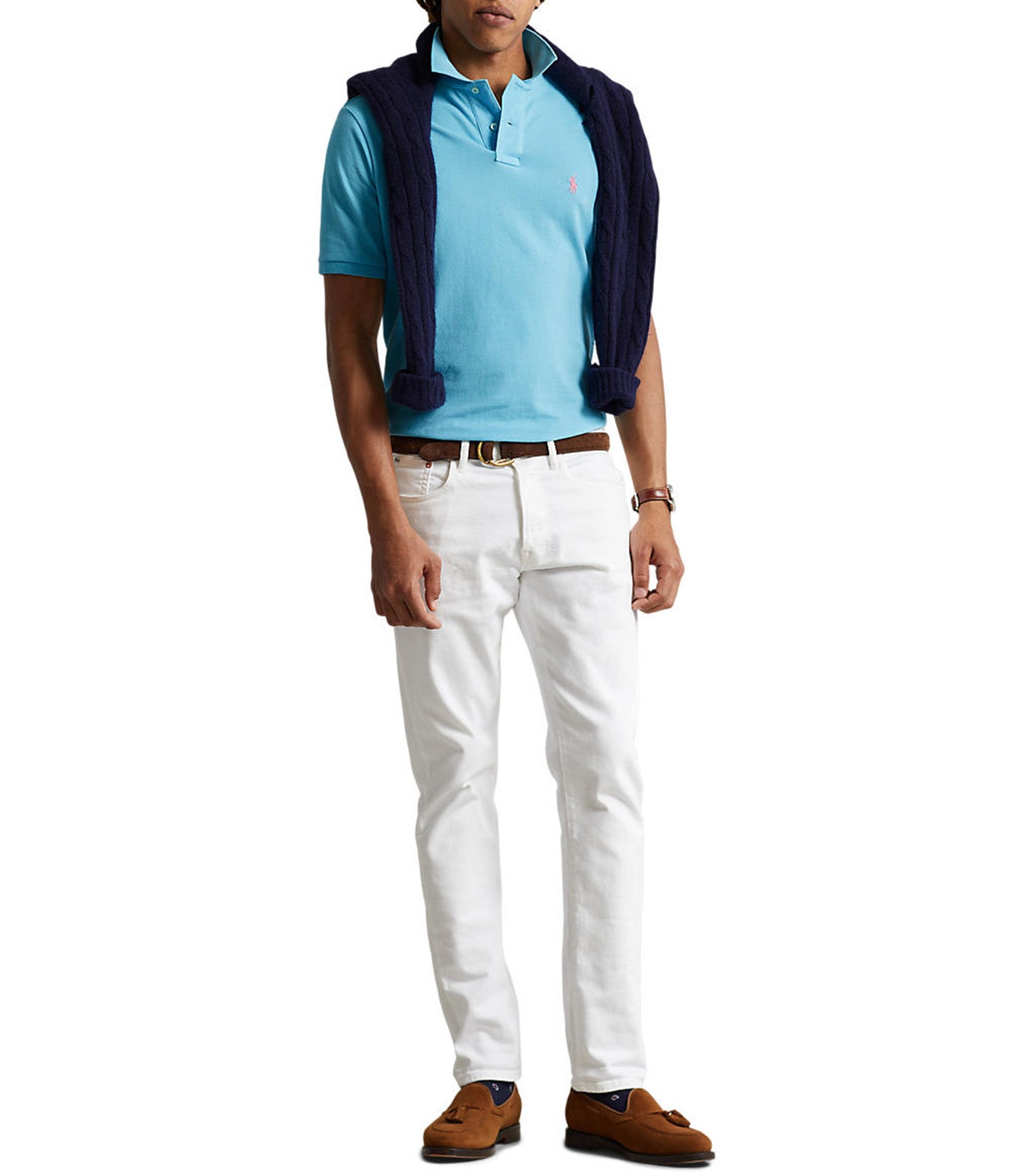 Men's Custom Slim Fit Mesh Polo Shirt Turquoise Nova