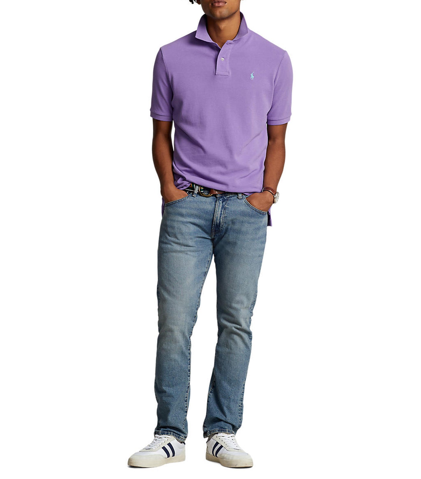 Men's Custom Slim Fit Mesh Polo Shirt Cactus Purple
