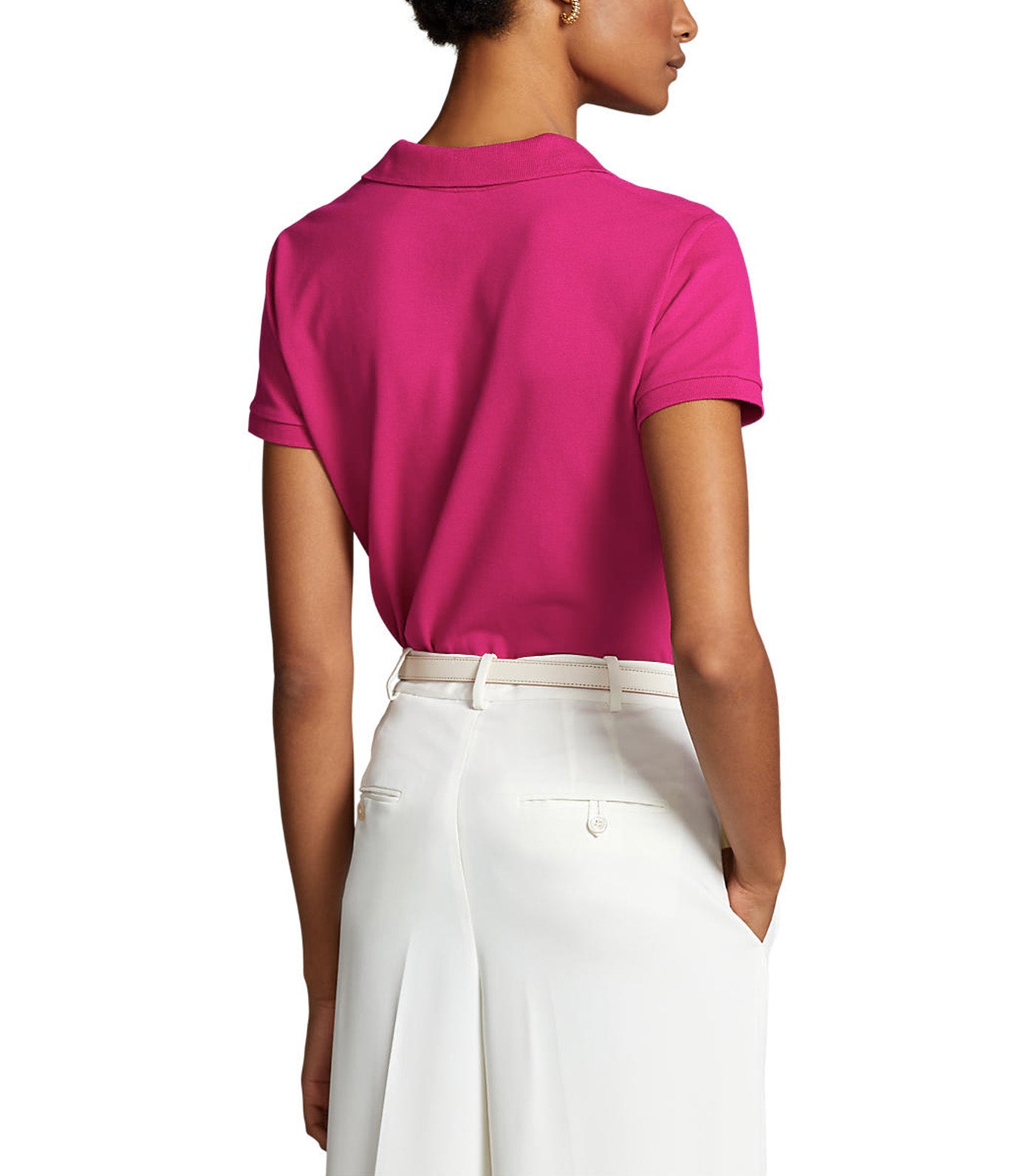 Women's Slim Fit Stretch Polo Shirt Pink Sky