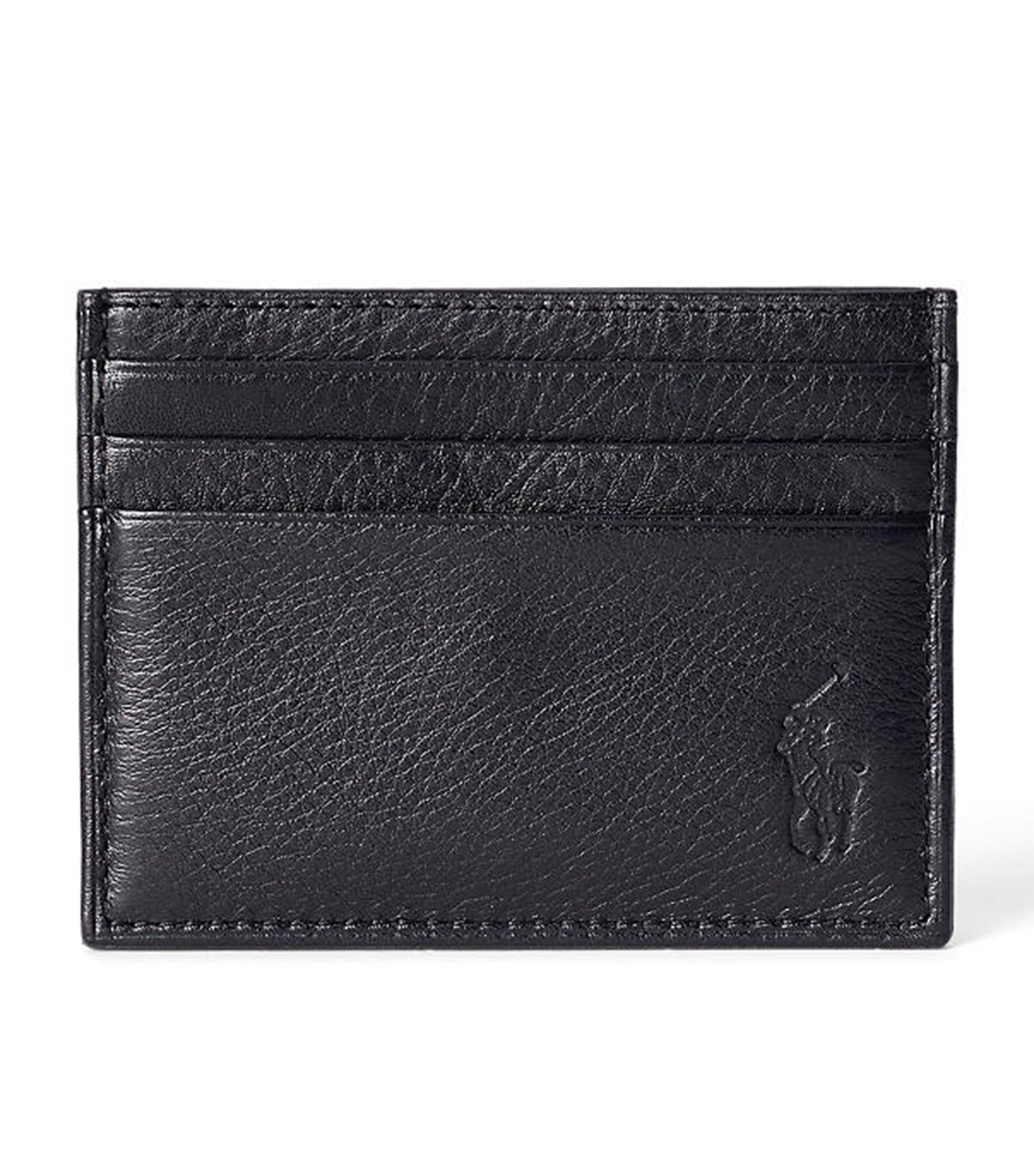 Men's Pebble Leather Card Case Black