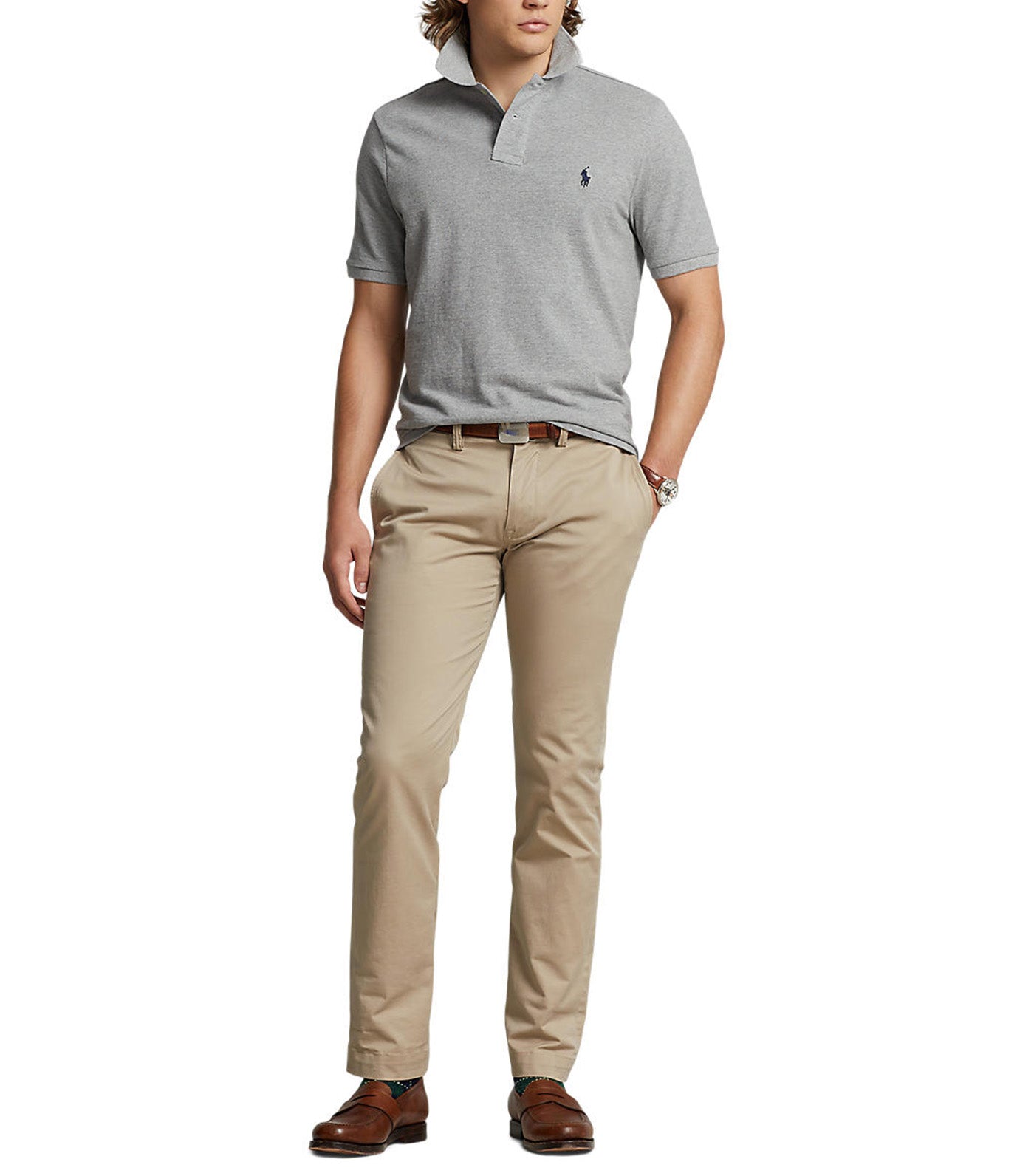 Men's Custom Slim Fit Mesh Polo Shirt Andover Heather