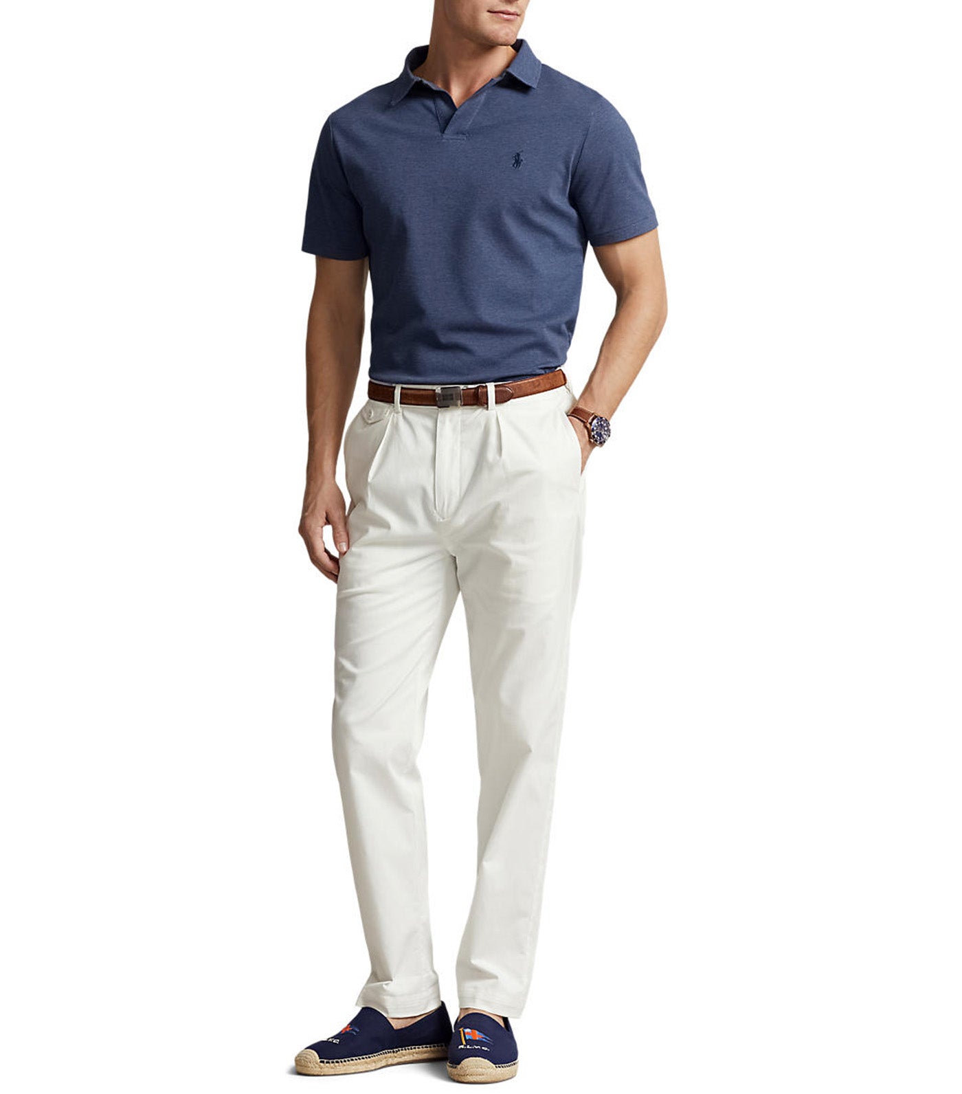 Men's Classic Fit Stretch Mesh Polo Shirt Refined Navy