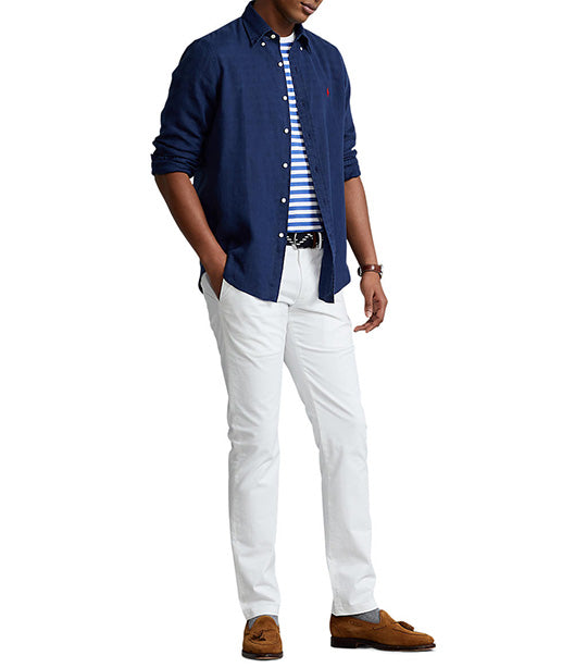 Men's Slim Fit Linen Shirt Navy