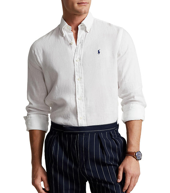 Men's Slim Fit Linen Shirt White