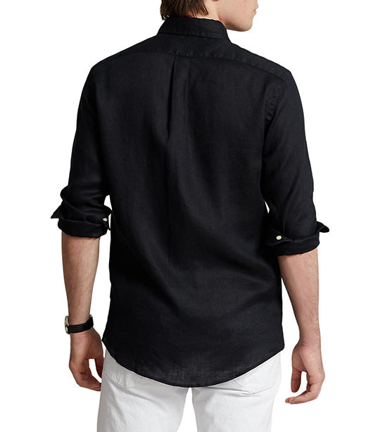 Men's Slim Fit Linen Shirt Black