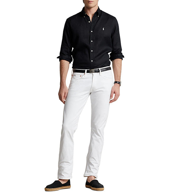 Men's Slim Fit Linen Shirt Black