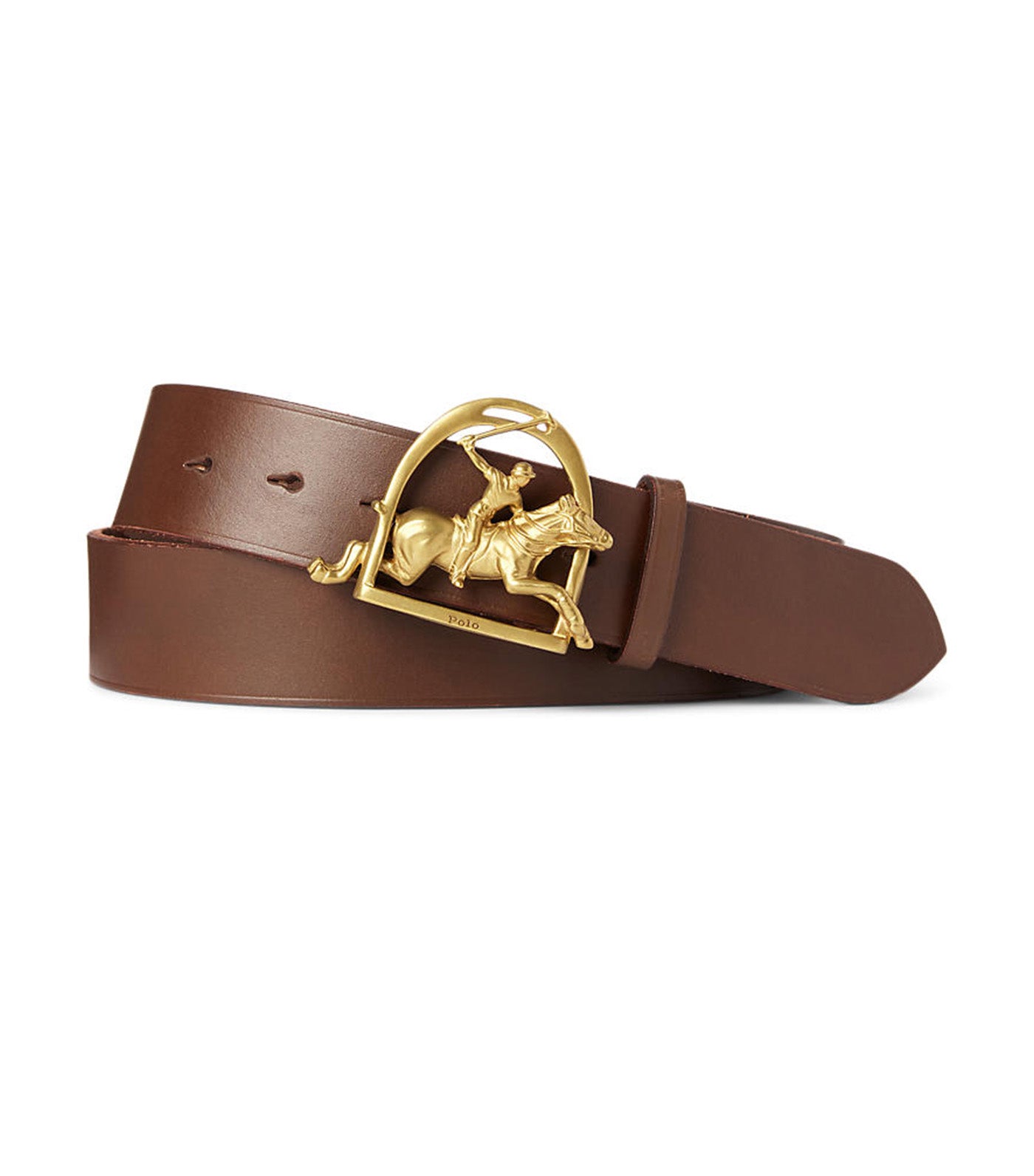 Men's Equestrian-Buckle Leather Belt Polo Brown