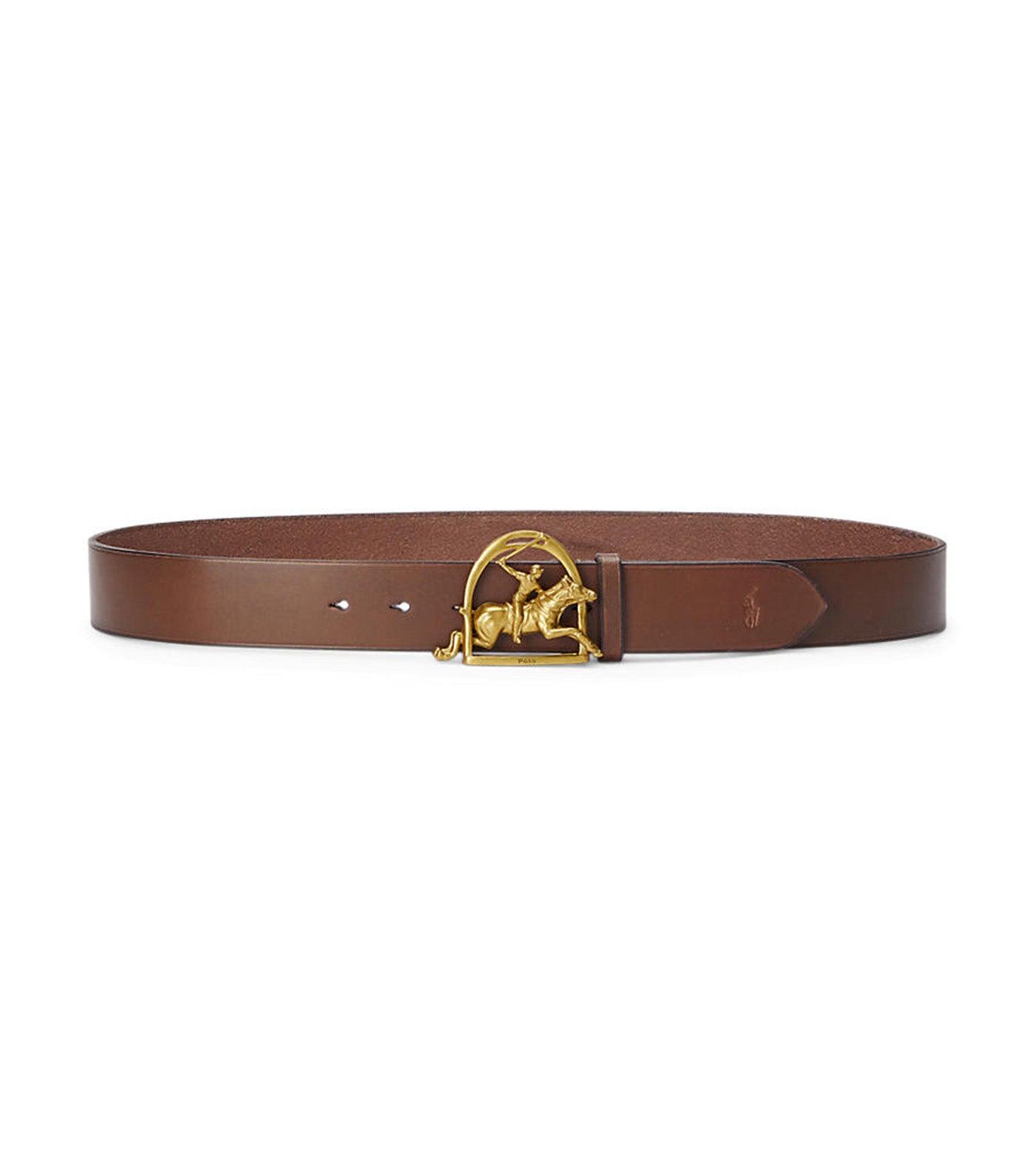 Men's Equestrian-Buckle Leather Belt Polo Brown