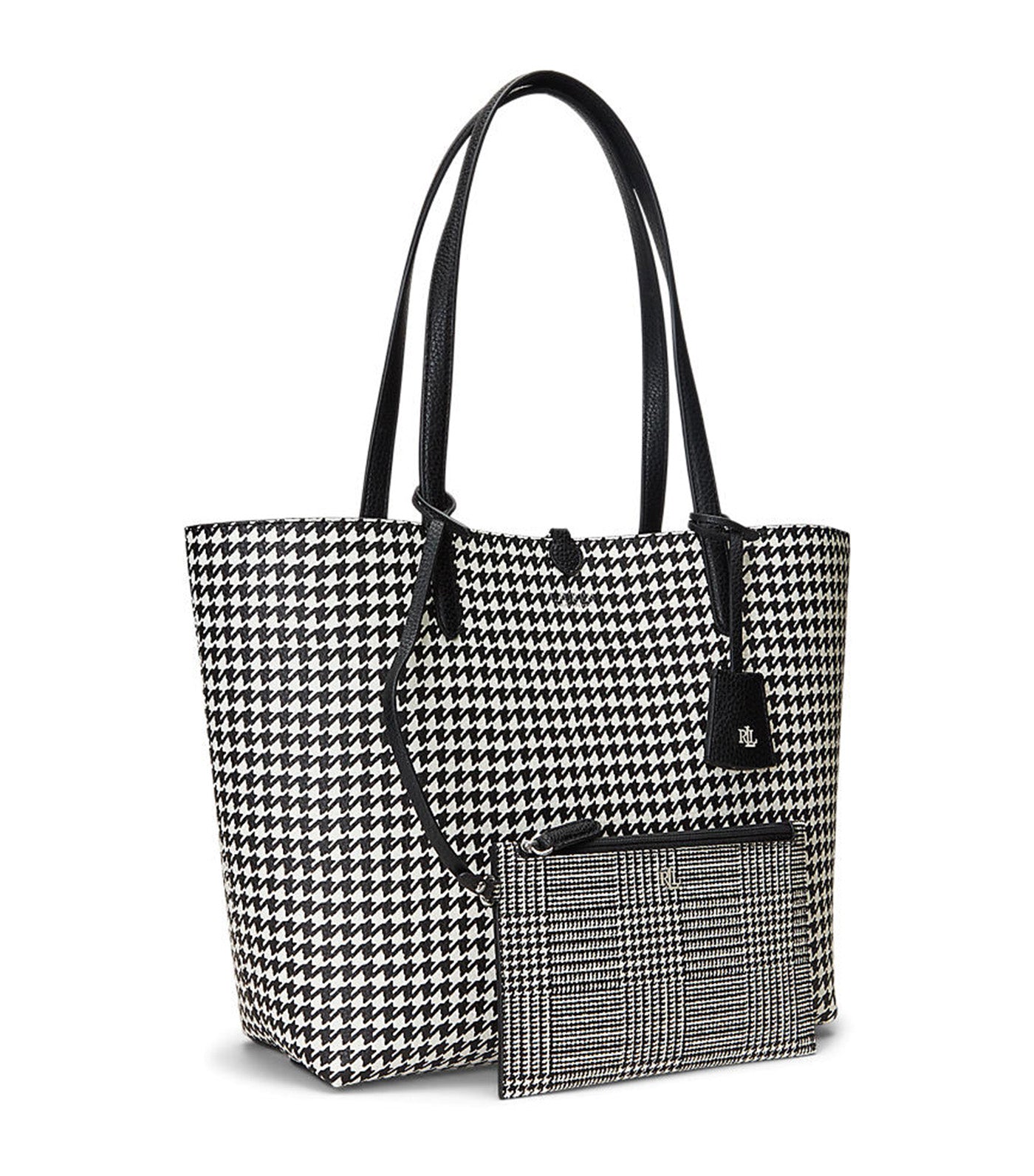 Women's Faux-Leather Reversible Tote Glenplad/Houndstooth/Black