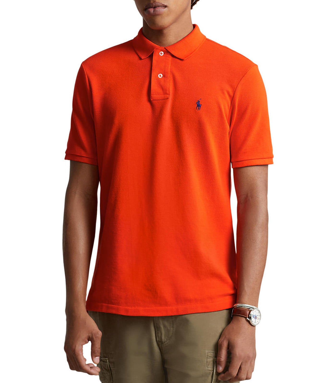 Men's Custom Slim Fit Mesh Polo Shirt Sailing Orange