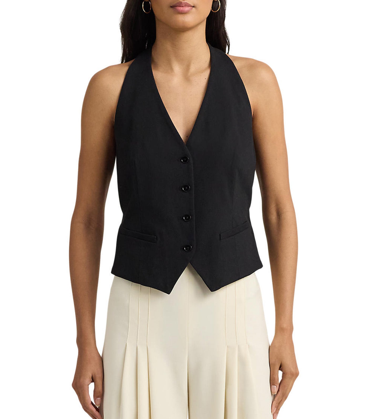 Women's Cotton-Blend Vest Black