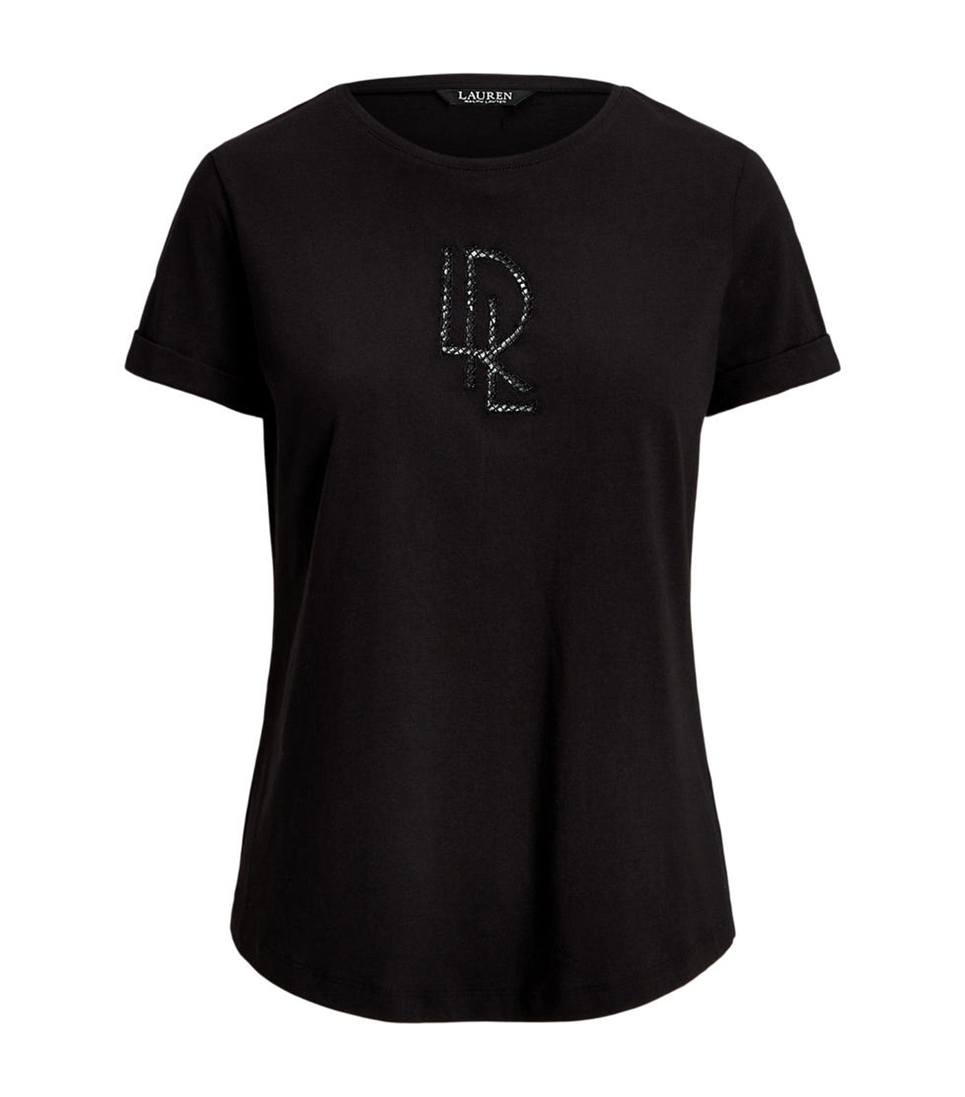 Women's Beaded-Logo Cotton-Blend-Jersey Tee Black