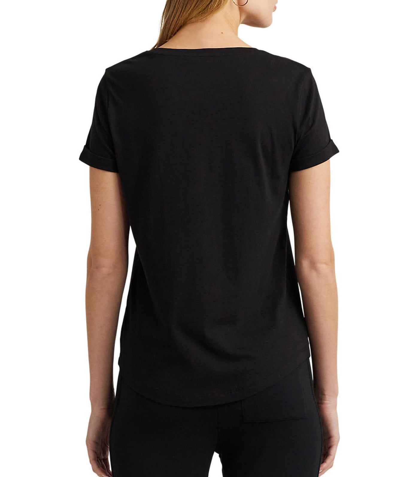 Women's Beaded-Logo Cotton-Blend-Jersey Tee Black