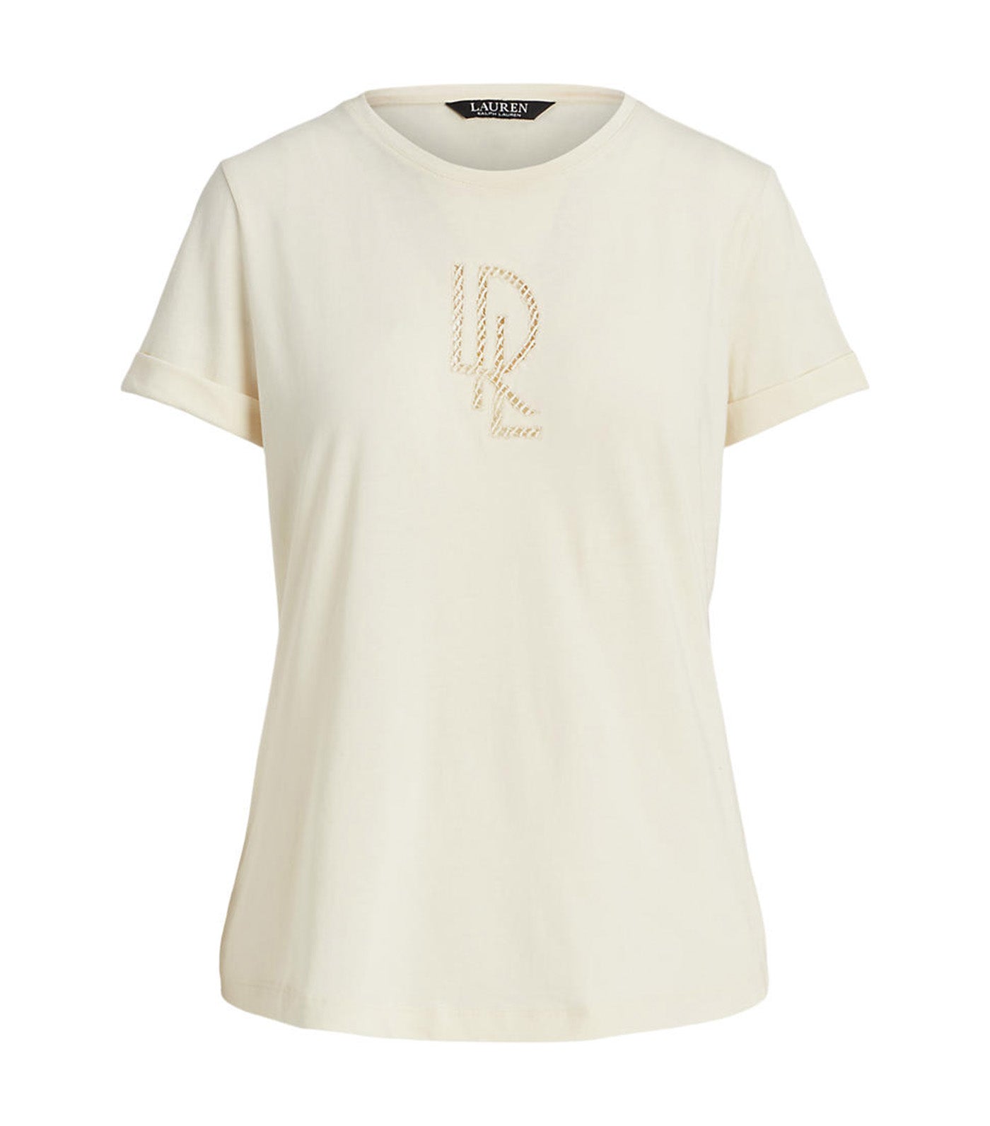 Women's Beaded-Logo Cotton-Blend-Jersey Tee Mascarpone Cream