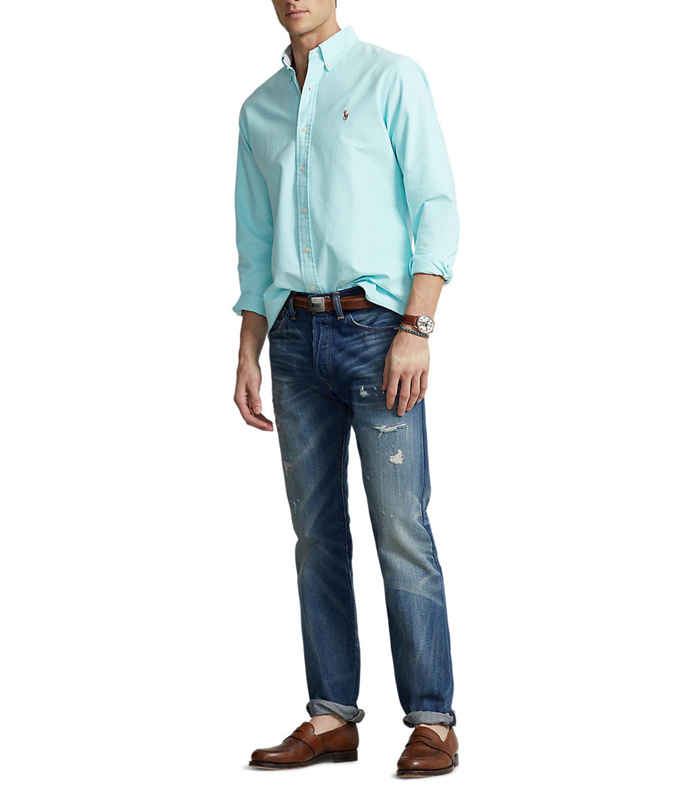 Men's Custom Fit Oxford Shirt Aegean Blue