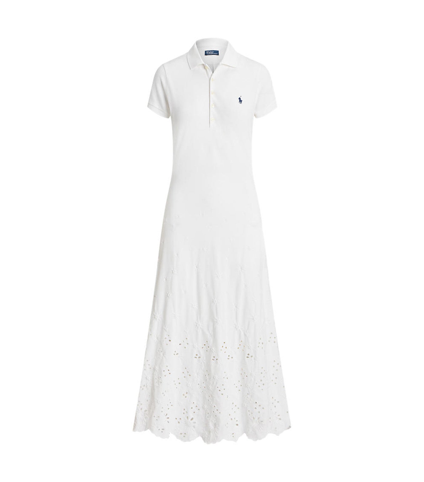 Women's Eyelet Polo Dress White