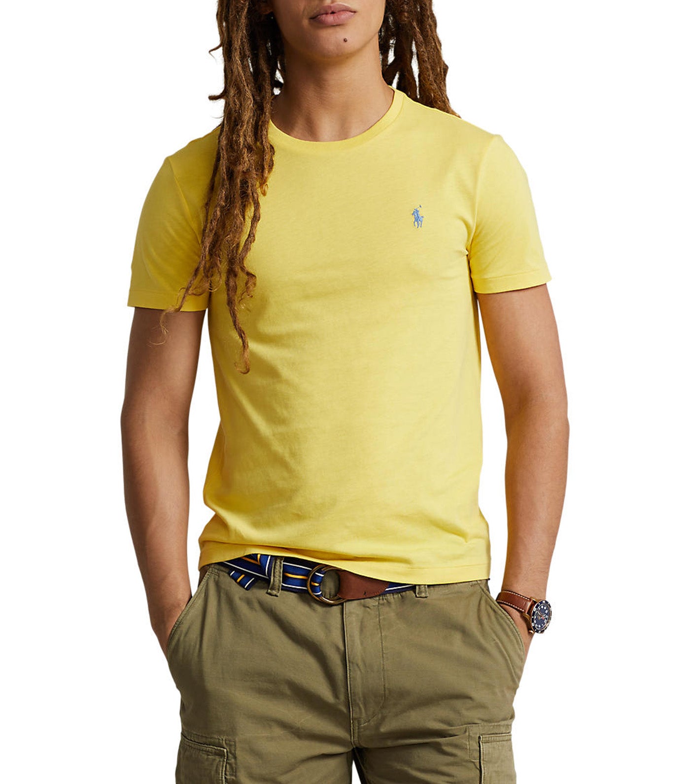 Men's Custom Slim Fit Jersey Crewneck T-Shirt Oasis Yellow