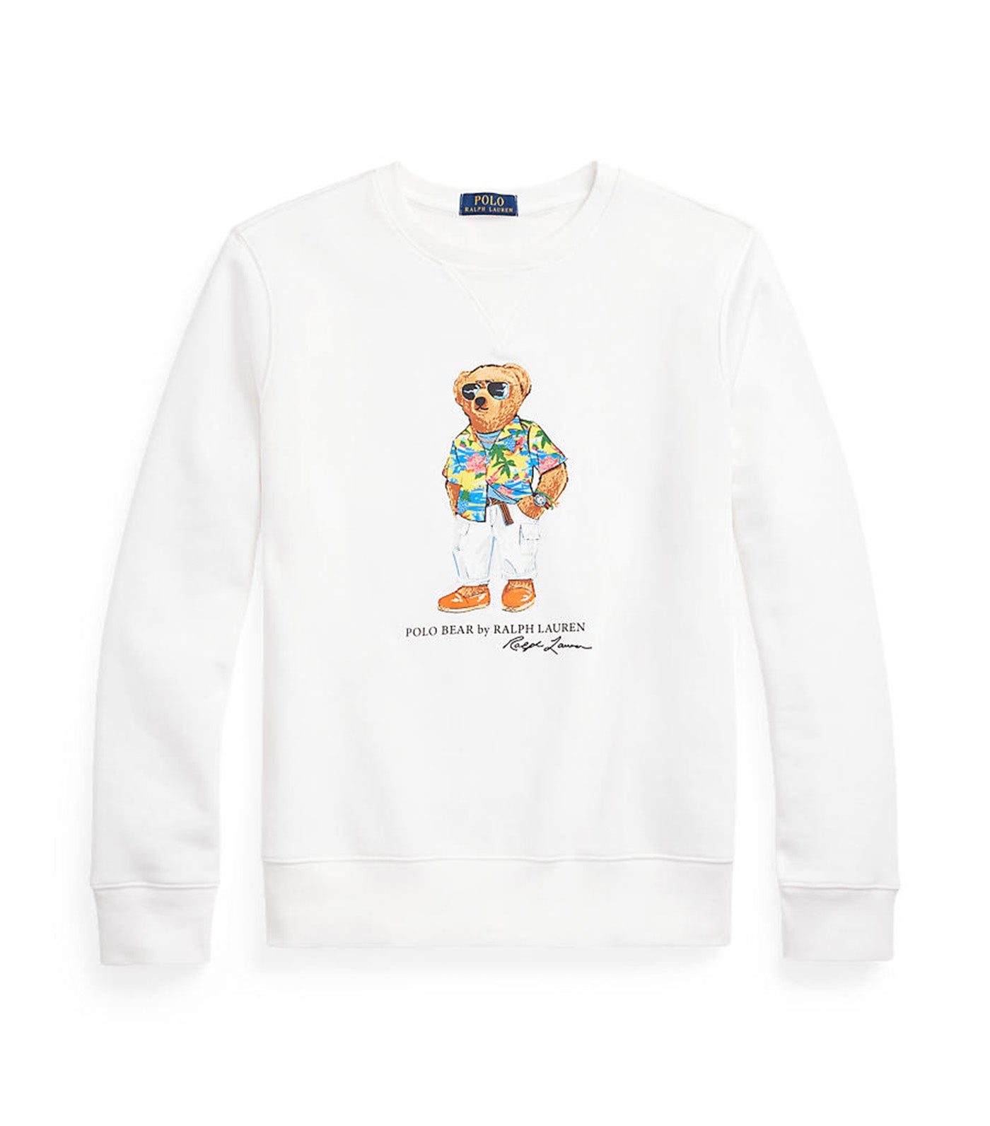 Men's Polo Bear Fleece Sweatshirt White Beach Club Bear