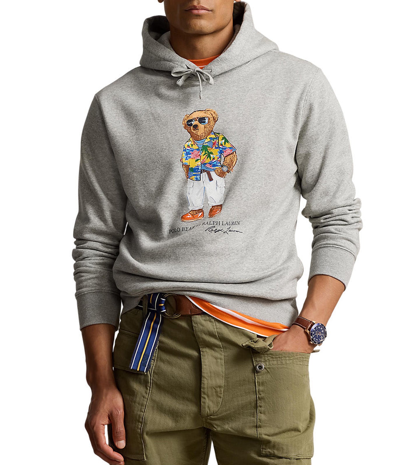 Men's Polo Bear Fleece Hoodie Gray