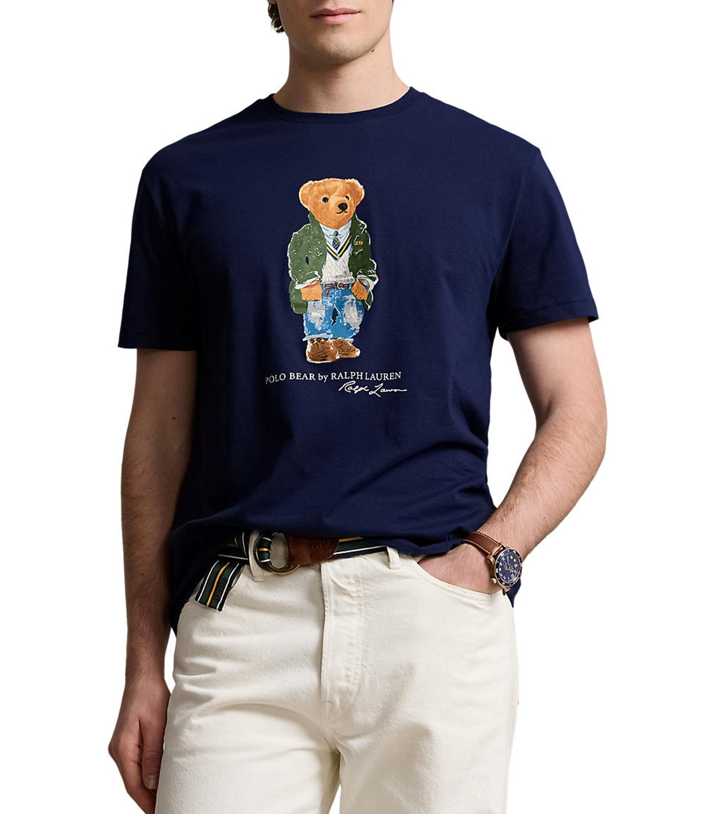 Men's Classic Fit Polo Bear Jersey T-Shirt Newport Navy Heritage Bear