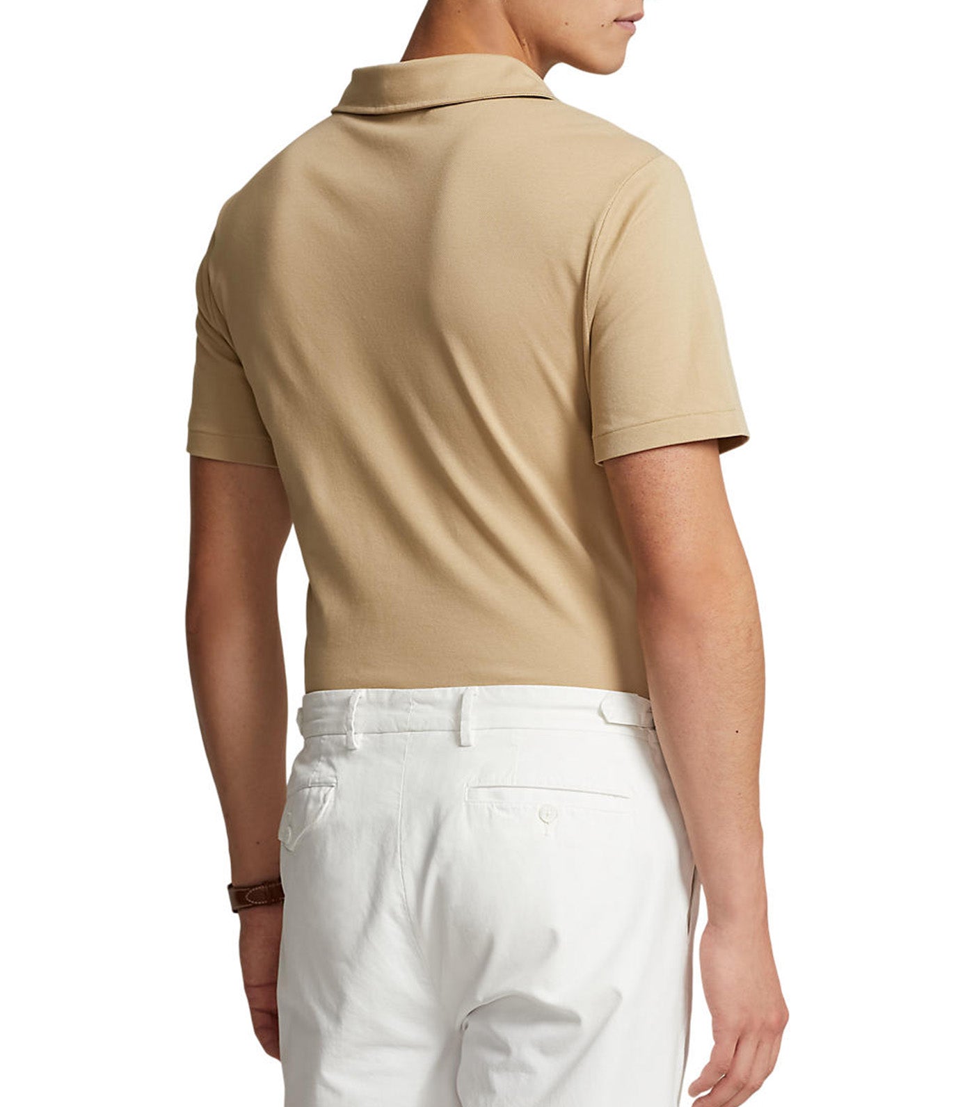 Men's Classic Fit Stretch Mesh Polo Shirt Coastal Beige