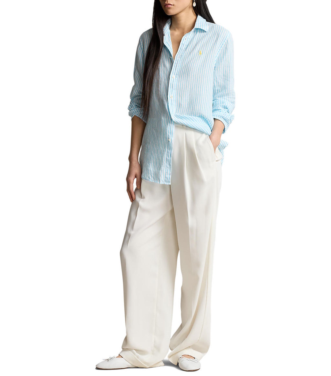 Women's Relaxed Fit Striped Linen Shirt