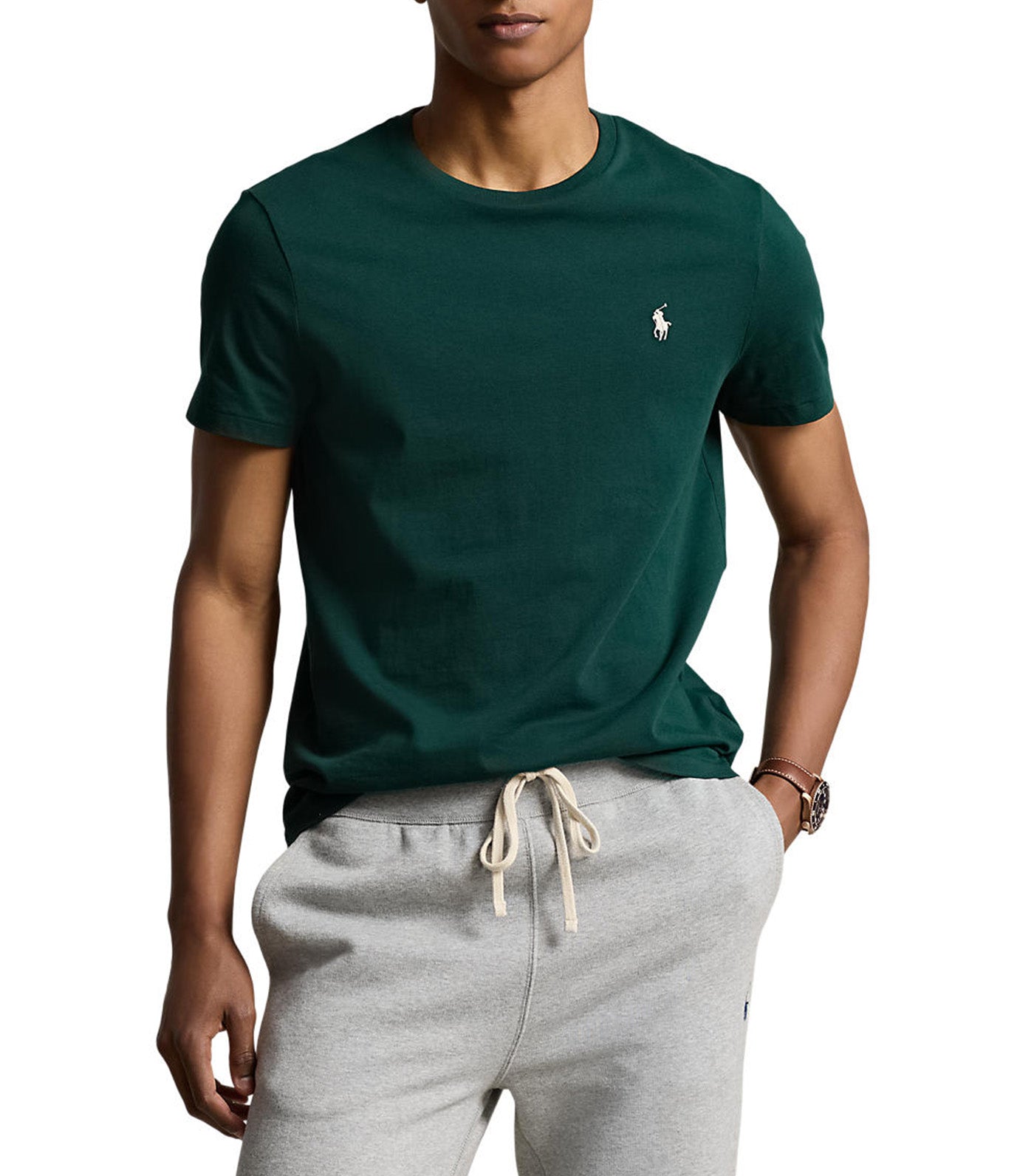 Men's Custom Slim Fit Jersey Crewneck T-Shirt Moss Agate