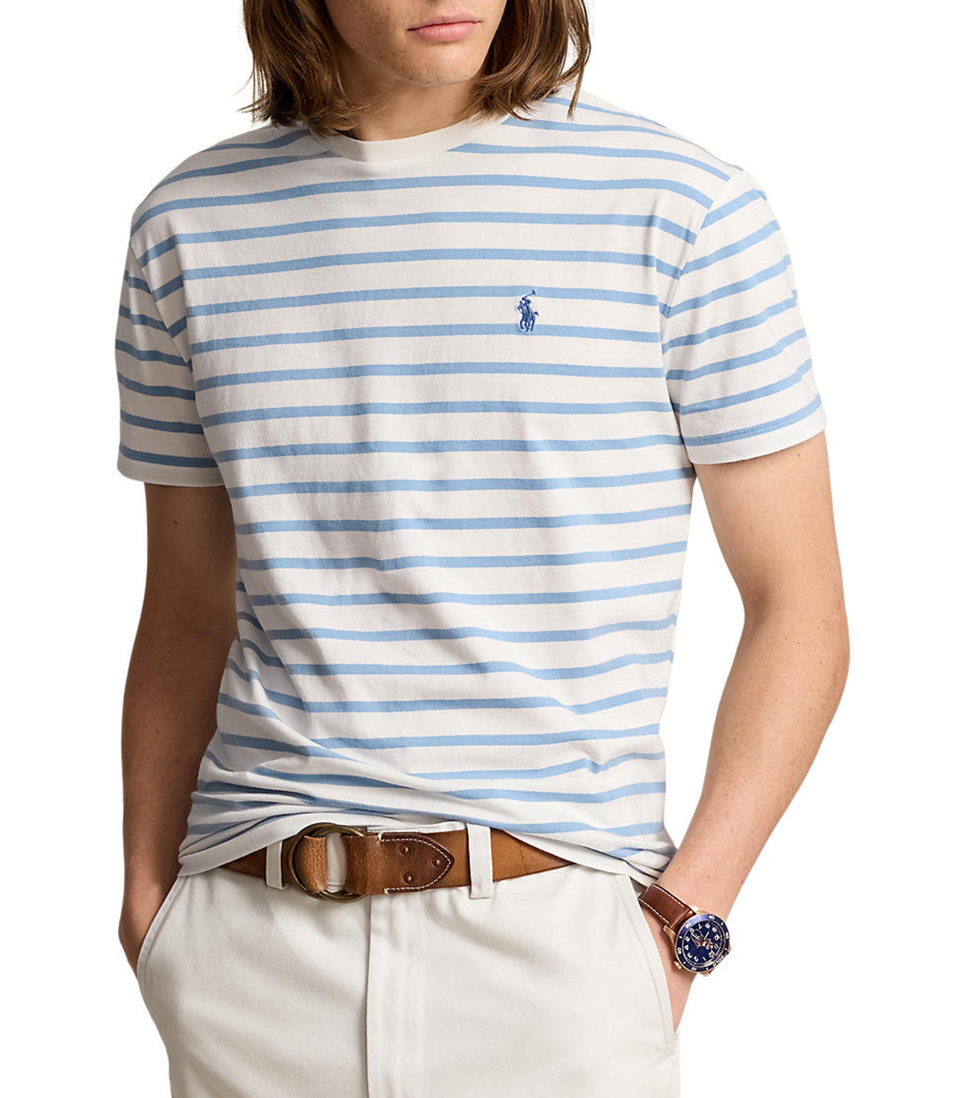 Men's Classic Fit Striped Jersey T-Shirt Nevis/Vessel Blue