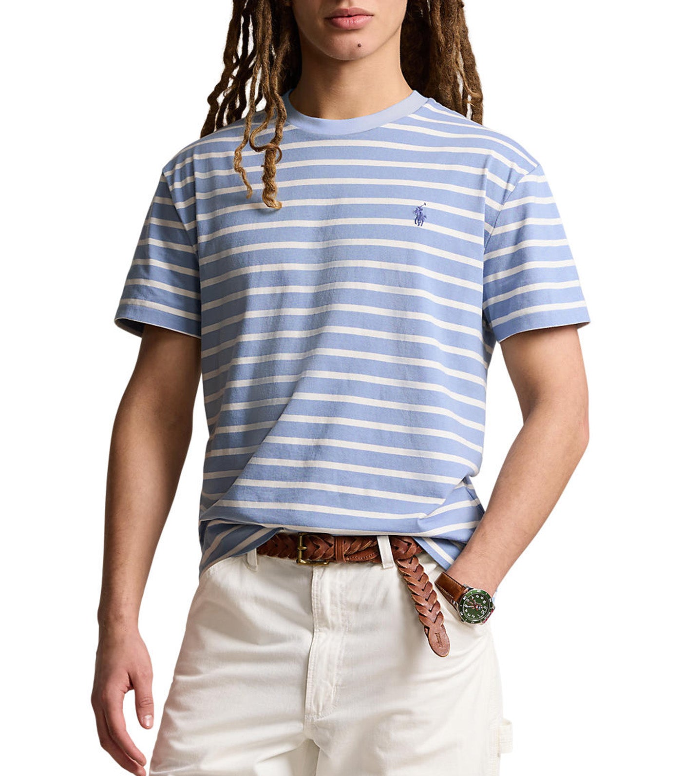 Men's Classic Fit Striped Jersey T-Shirt Vessel Blue/Nevis