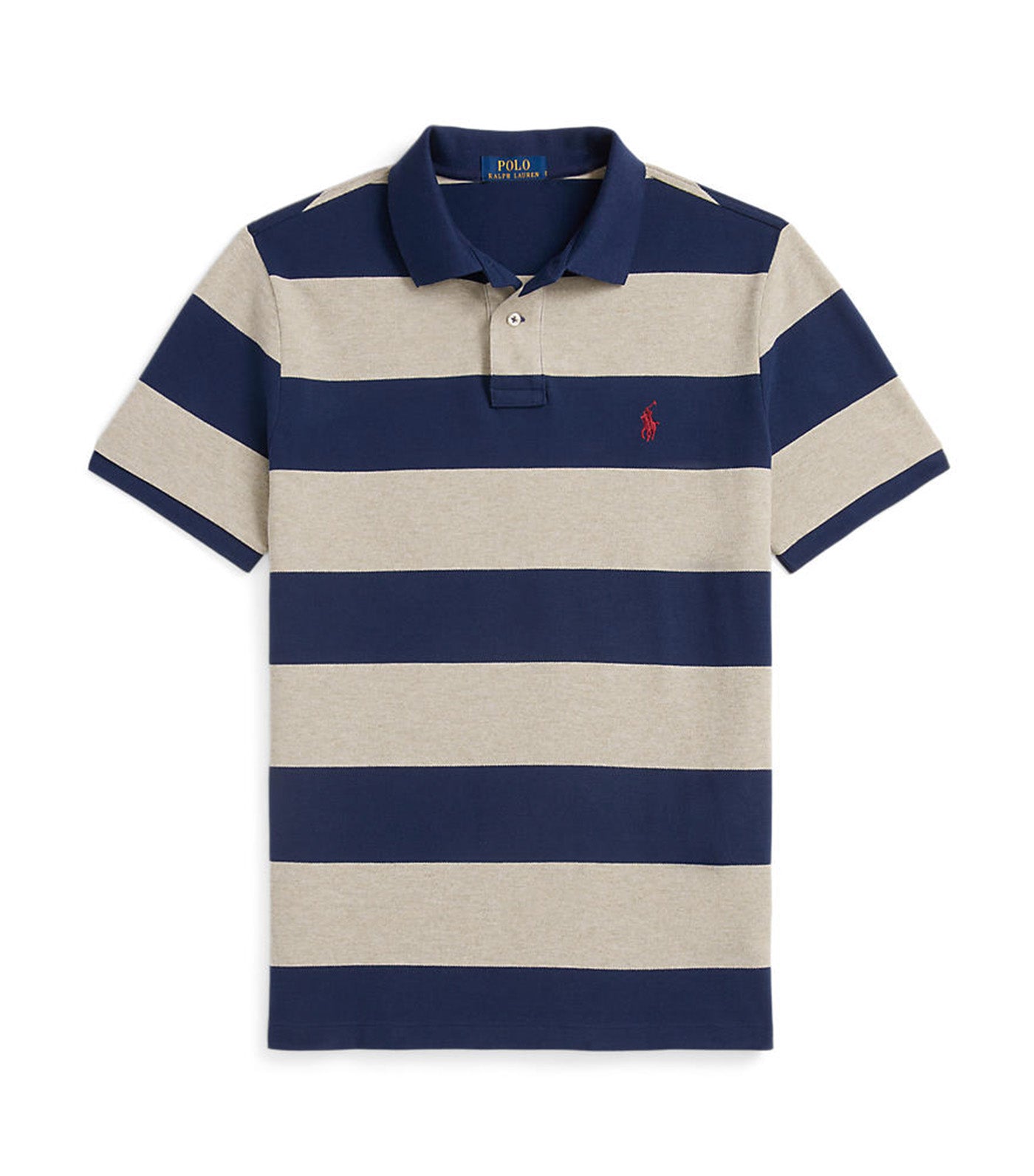 Men's Rugby Stirped Polo Shirt Light Vintage Hthr/Spring Navy