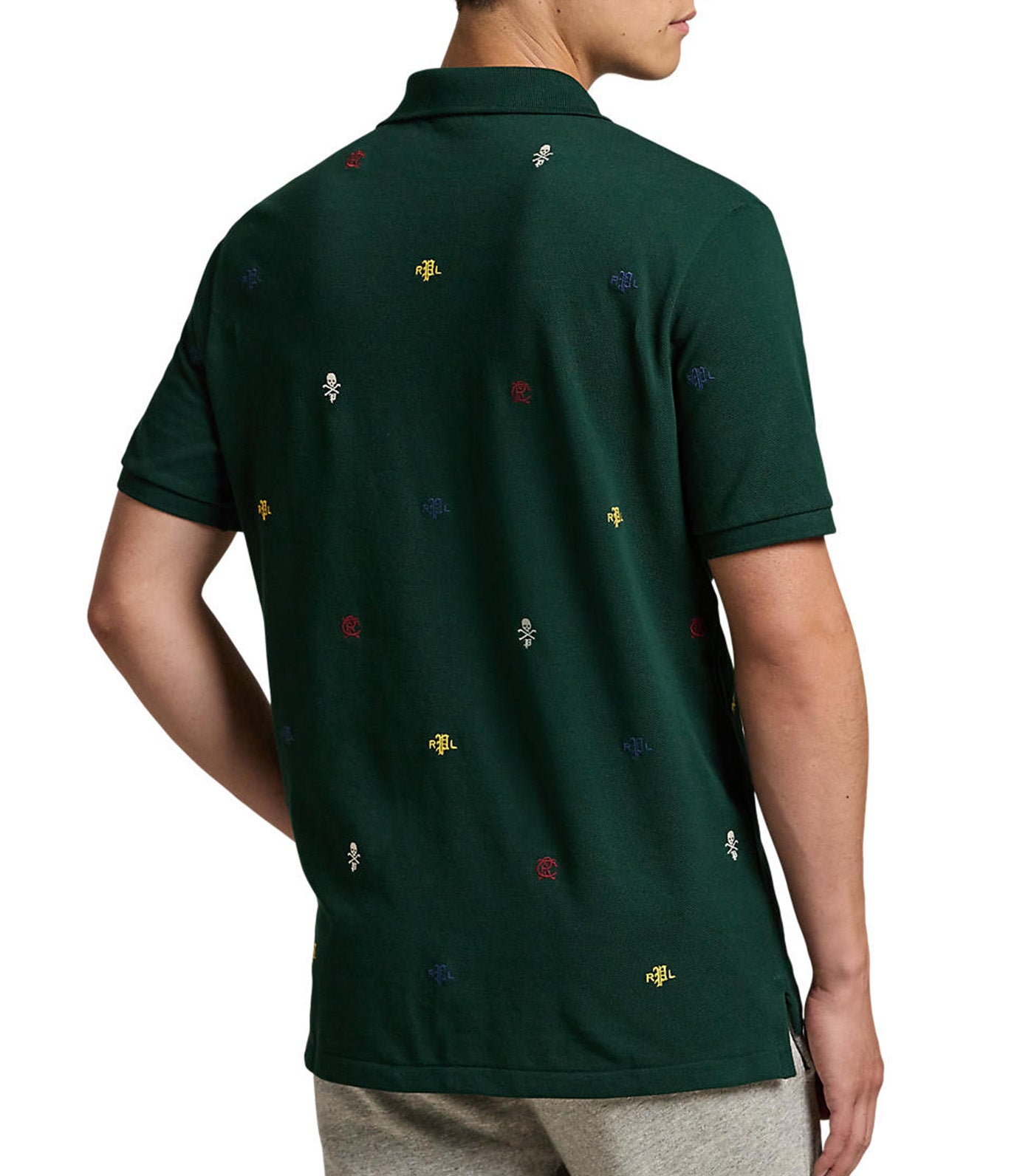 Men's Custom Slim Embroidered Mesh Polo Shirt Moss Agate