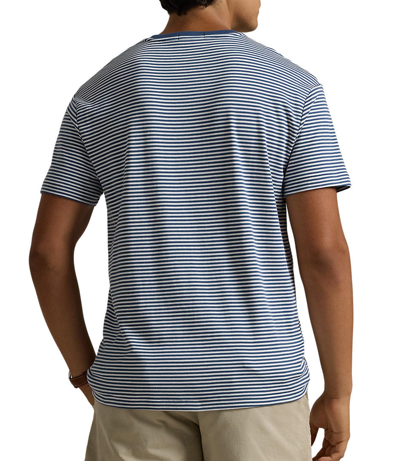 Men's Classic Fit Striped Soft Cotton T-Shirt Clancy Blue/White