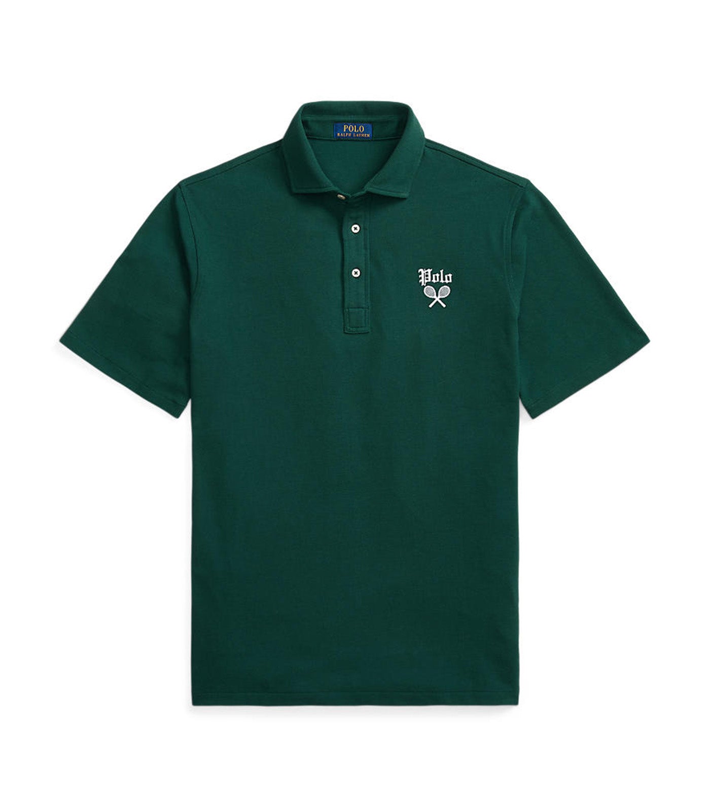 Men's Classic Fit Tennis-Crest Mesh Polo Shirt Moss Agate