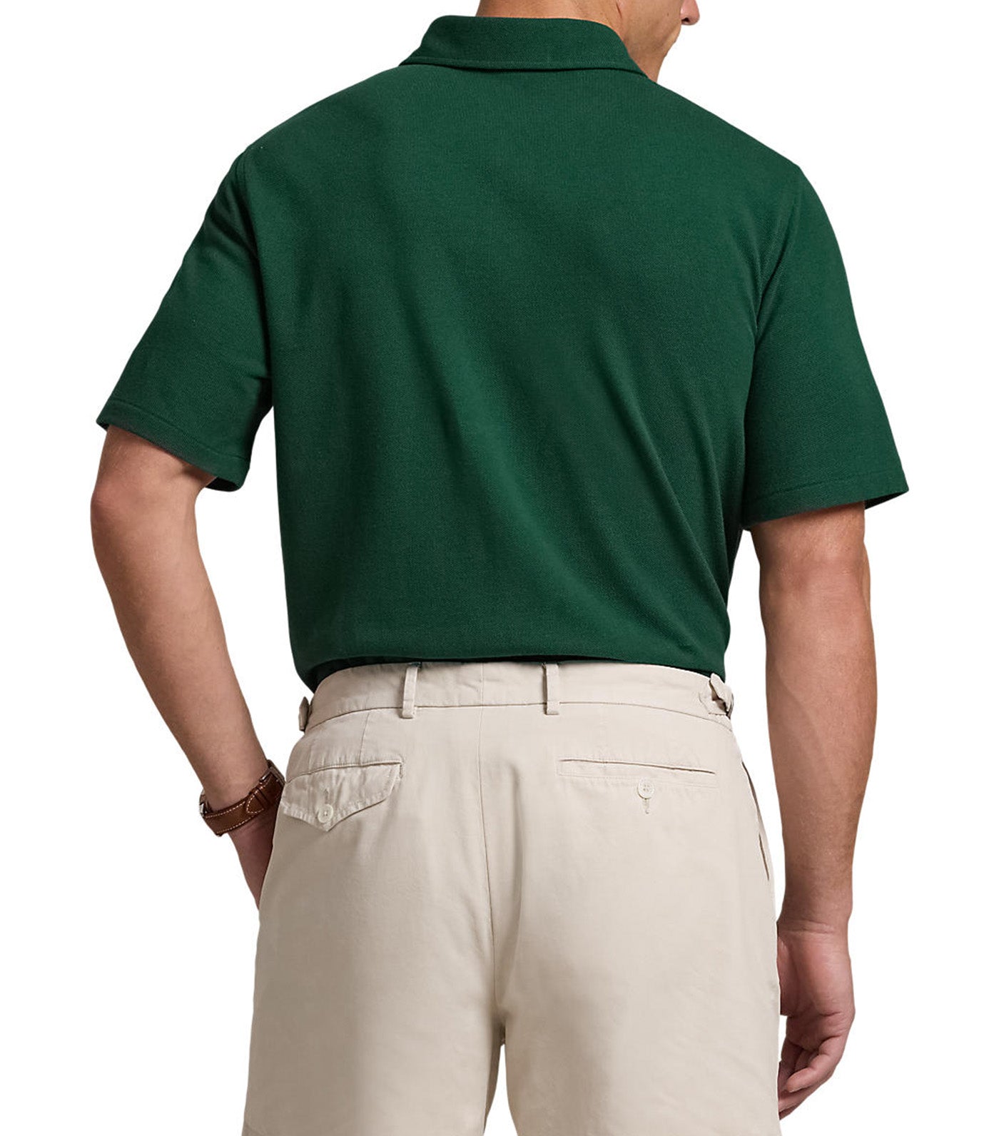 Men's Classic Fit Tennis-Crest Mesh Polo Shirt Moss Agate