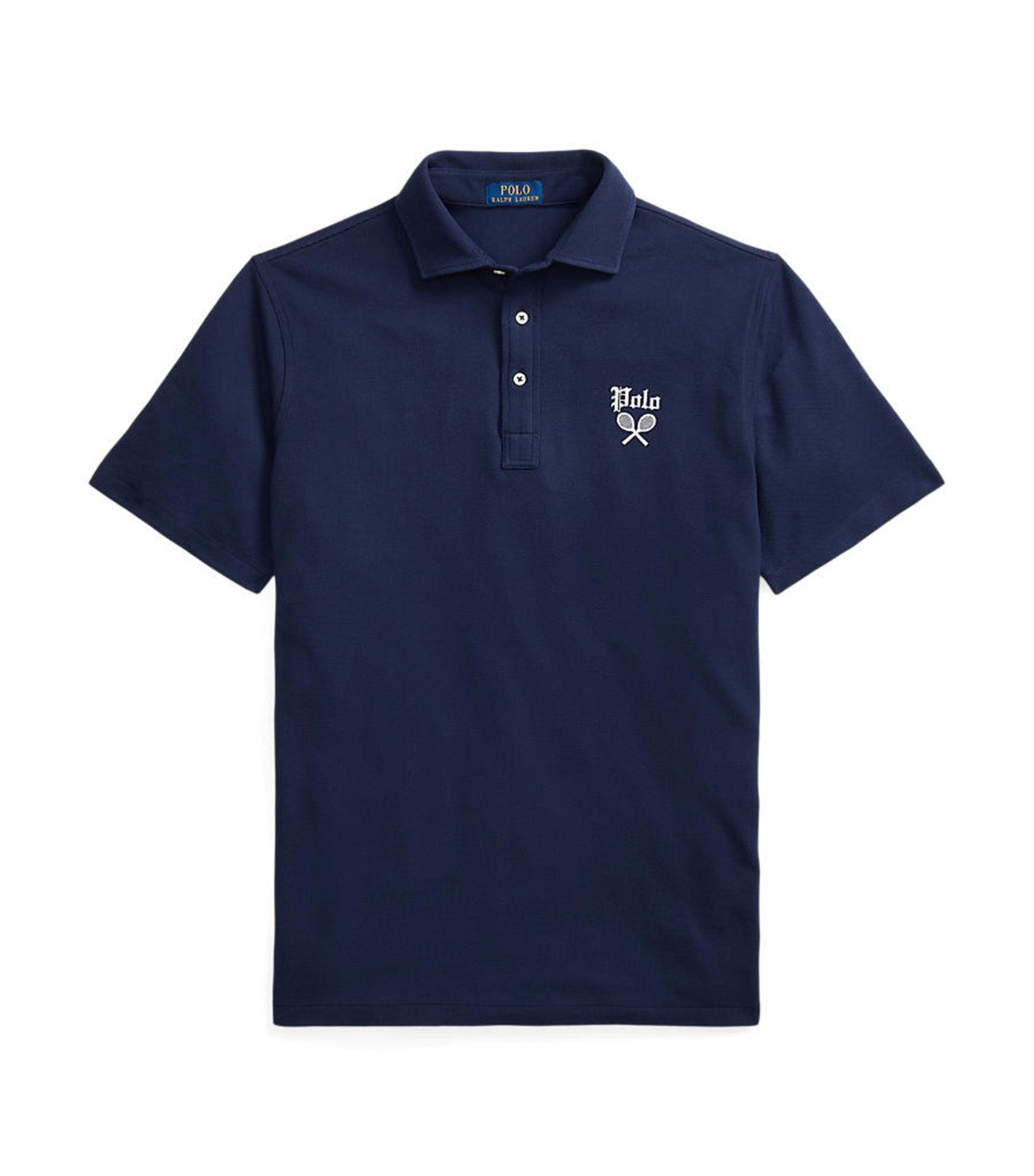 Men's Classic Fit Tennis-Crest Mesh Polo Shirt Cruise Navy