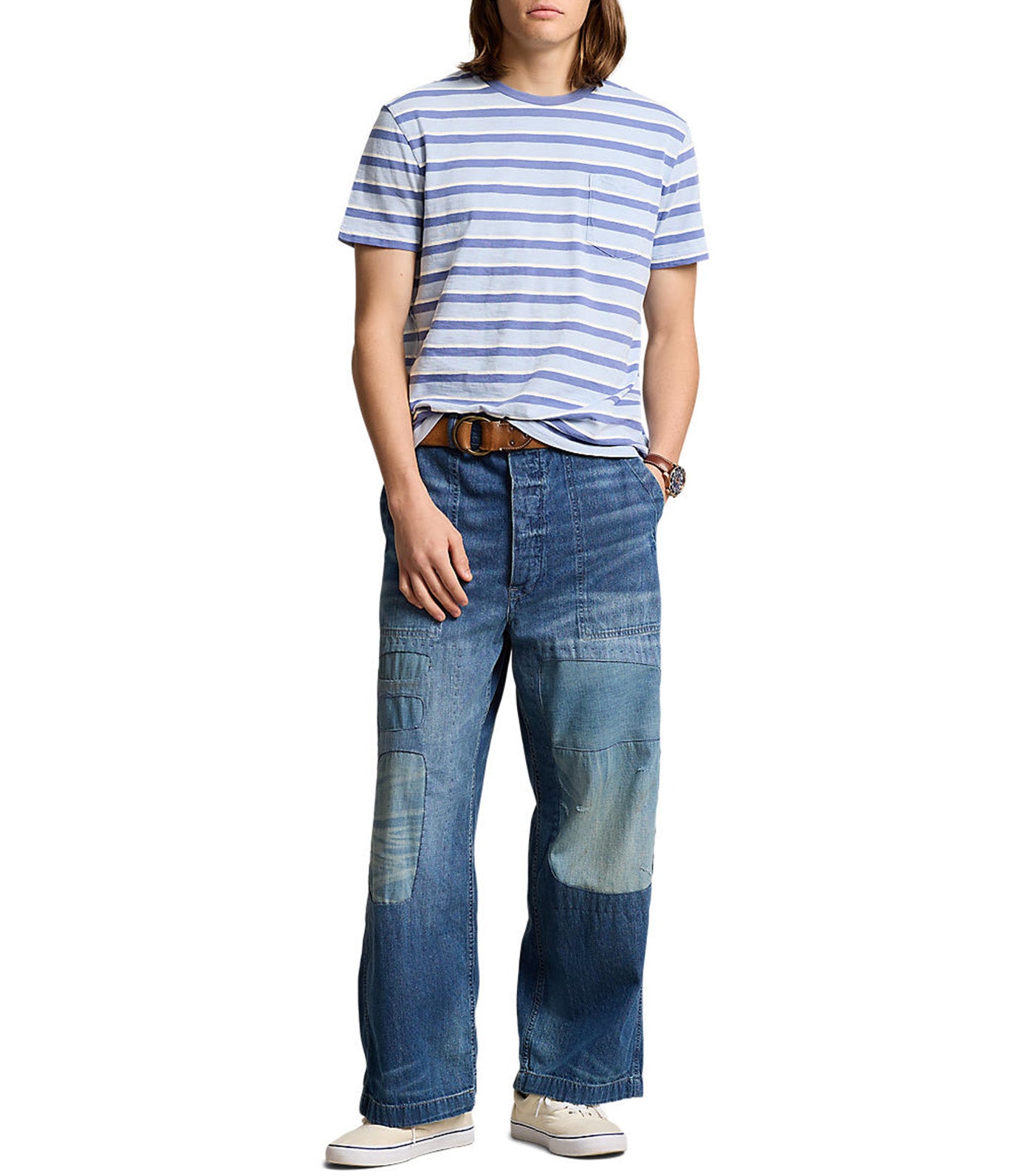 Men's Standard Fit Striped Jersey T-Shirt Estate Blue