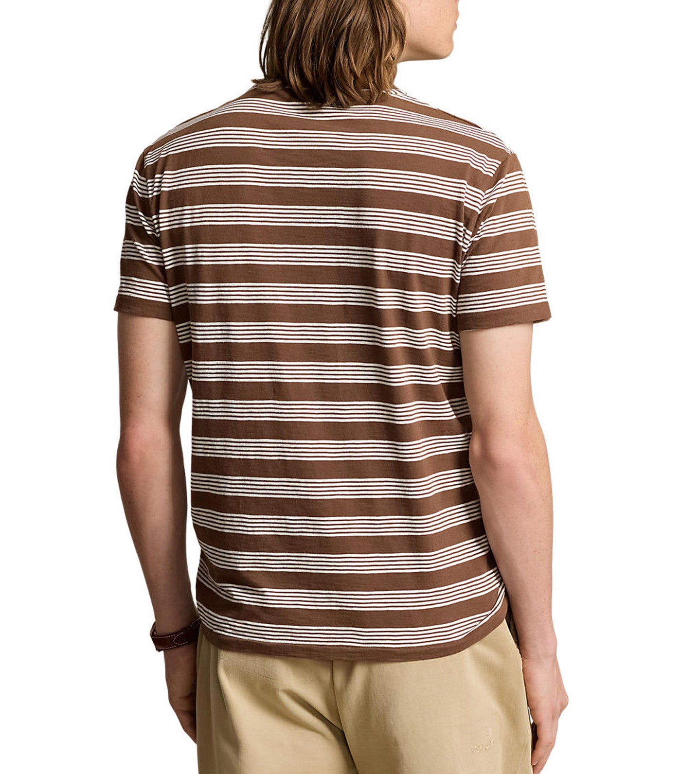 Men's Standard Fit Striped Jersey T-Shirt Pale Russet/Deckwash White