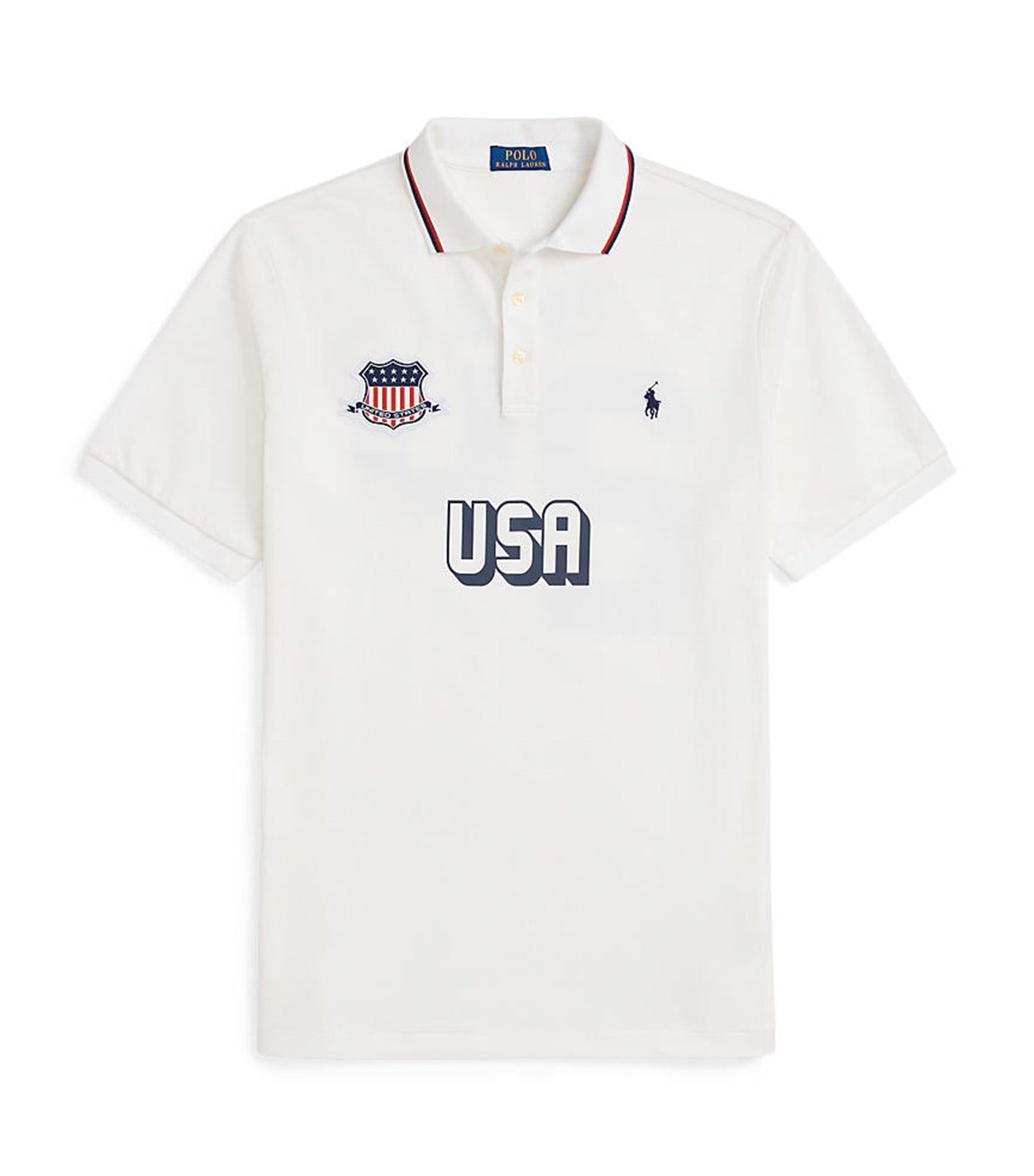 Men's Classic Fit USA Polo Shirt White