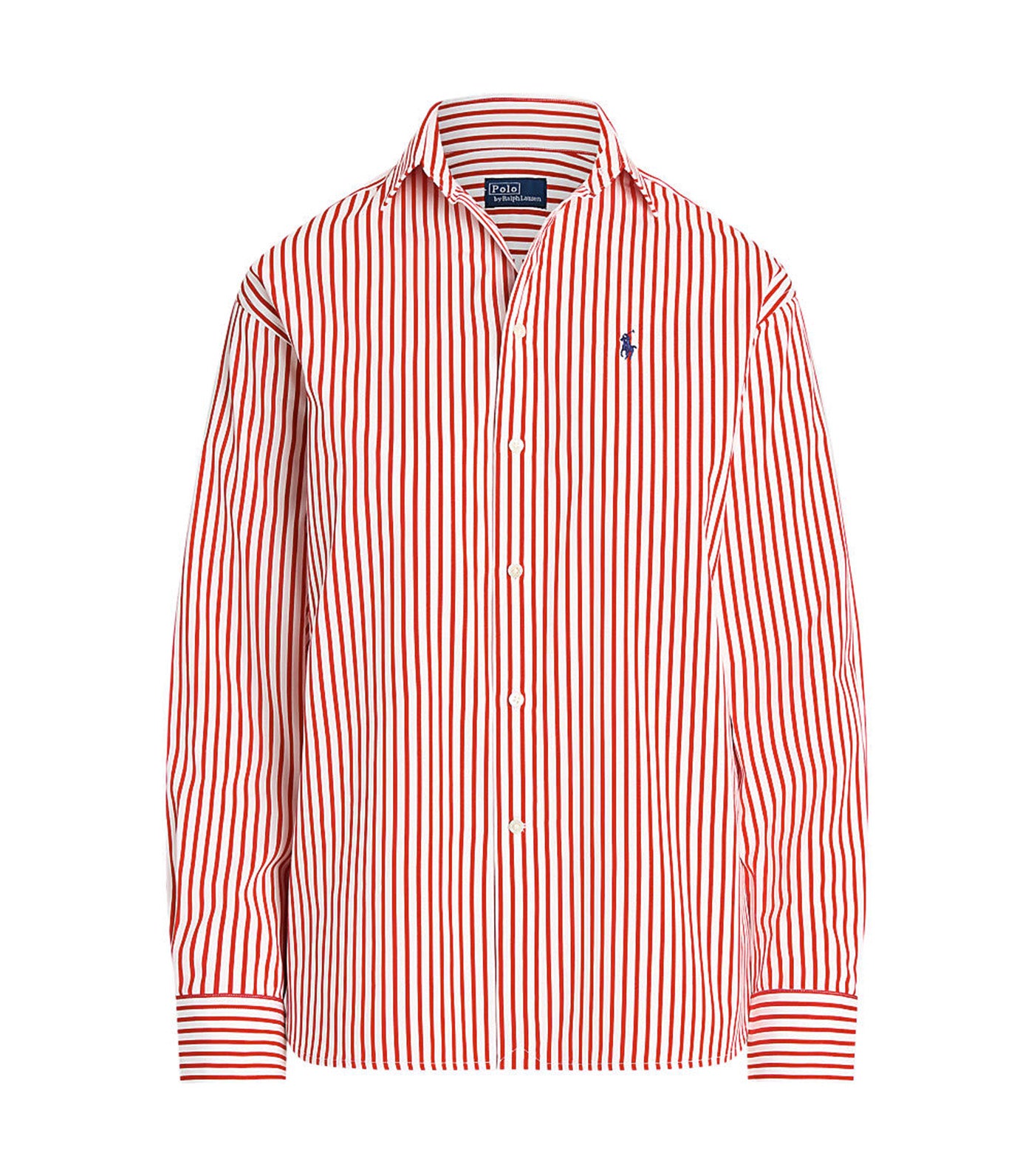 Women's Relaxed Fit Striped Cotton Shirt White/New Brick