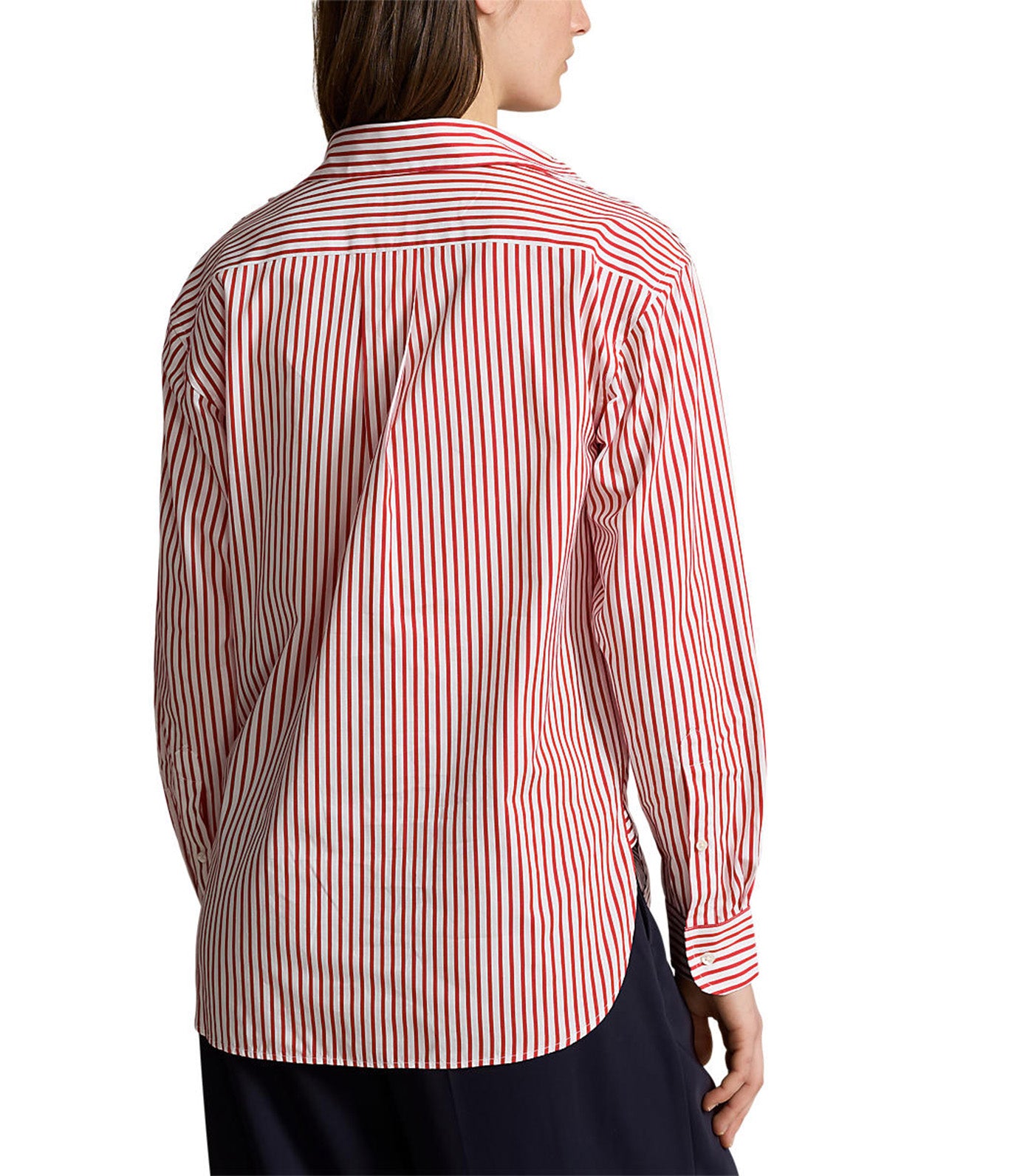 Women's Relaxed Fit Striped Cotton Shirt White/New Brick