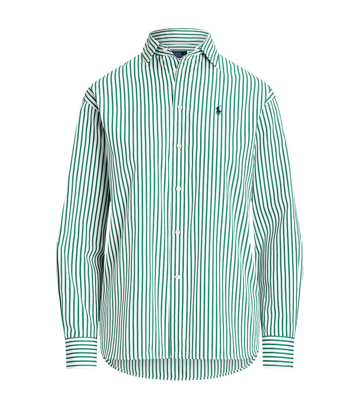 Women's Relaxed Fit Striped Cotton Shirt White/Bay Green