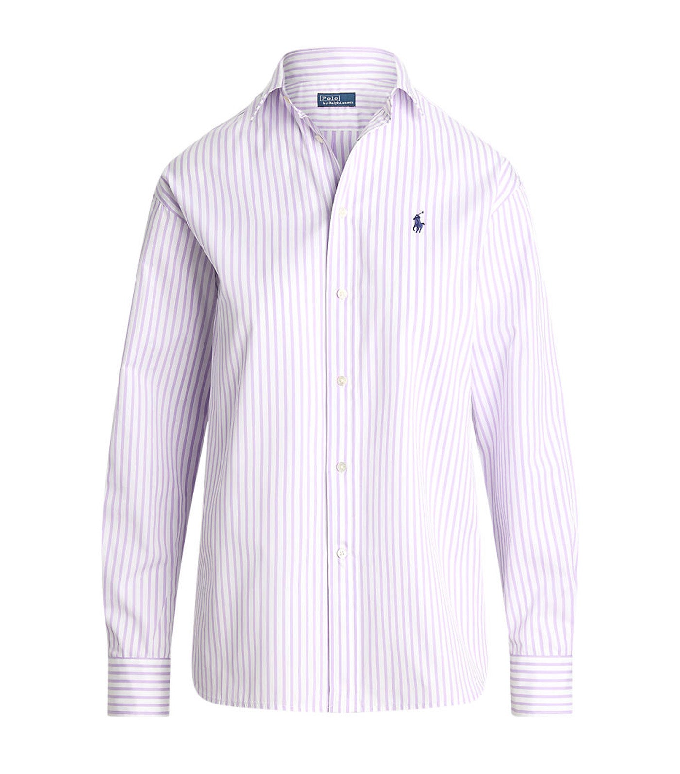 Women's Relaxed Fit Striped Cotton Shirt White/Spring Iris