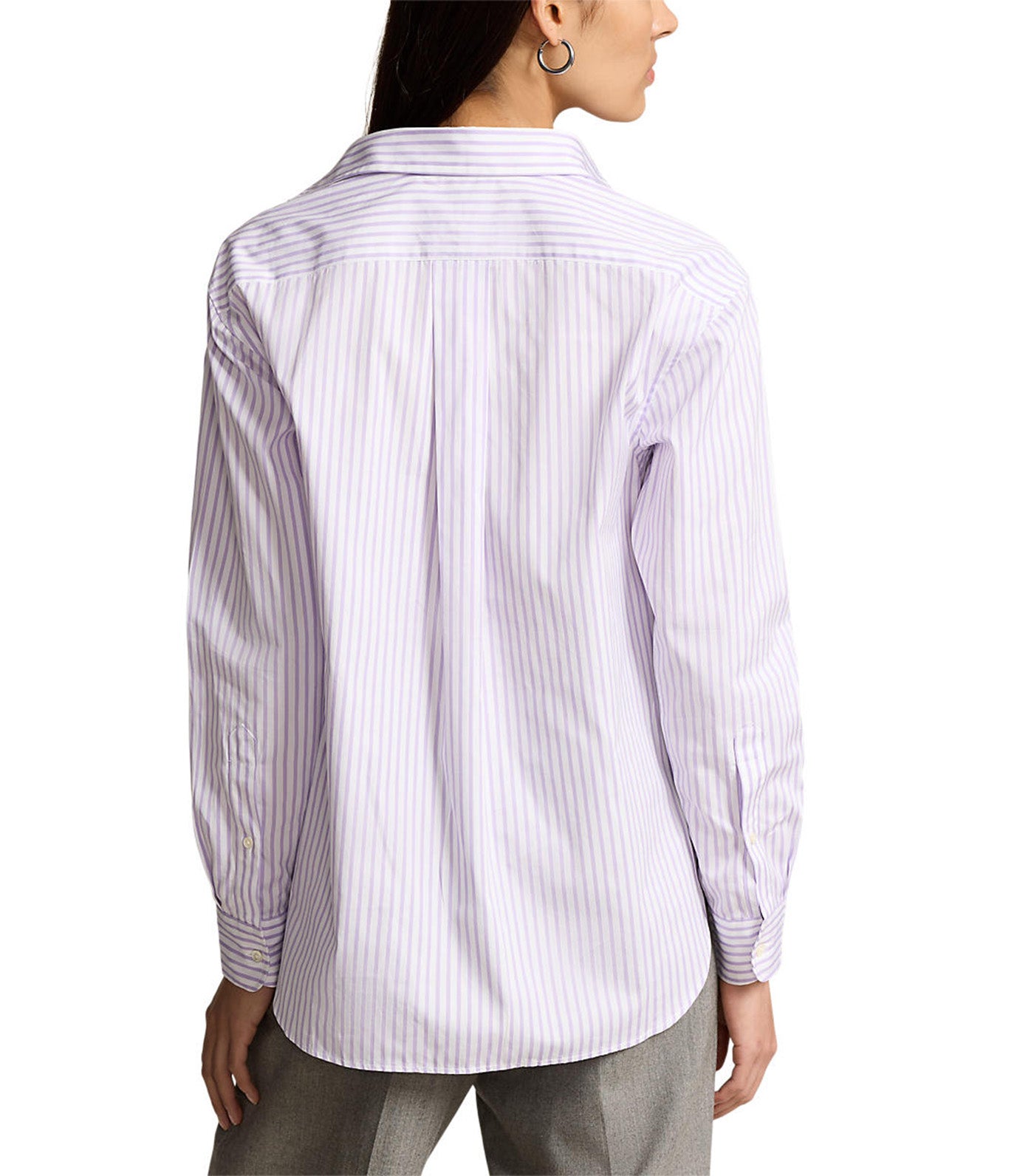 Women's Relaxed Fit Striped Cotton Shirt White/Spring Iris