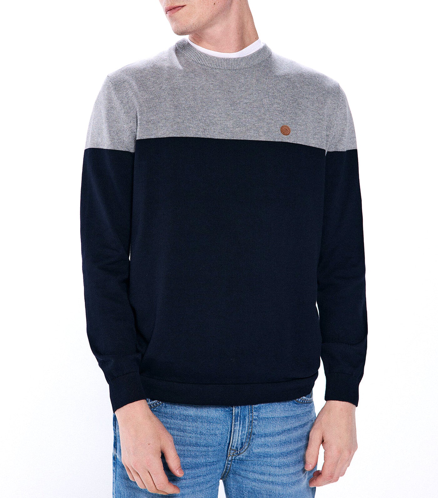 Basic Color Block Jersey
 Navy