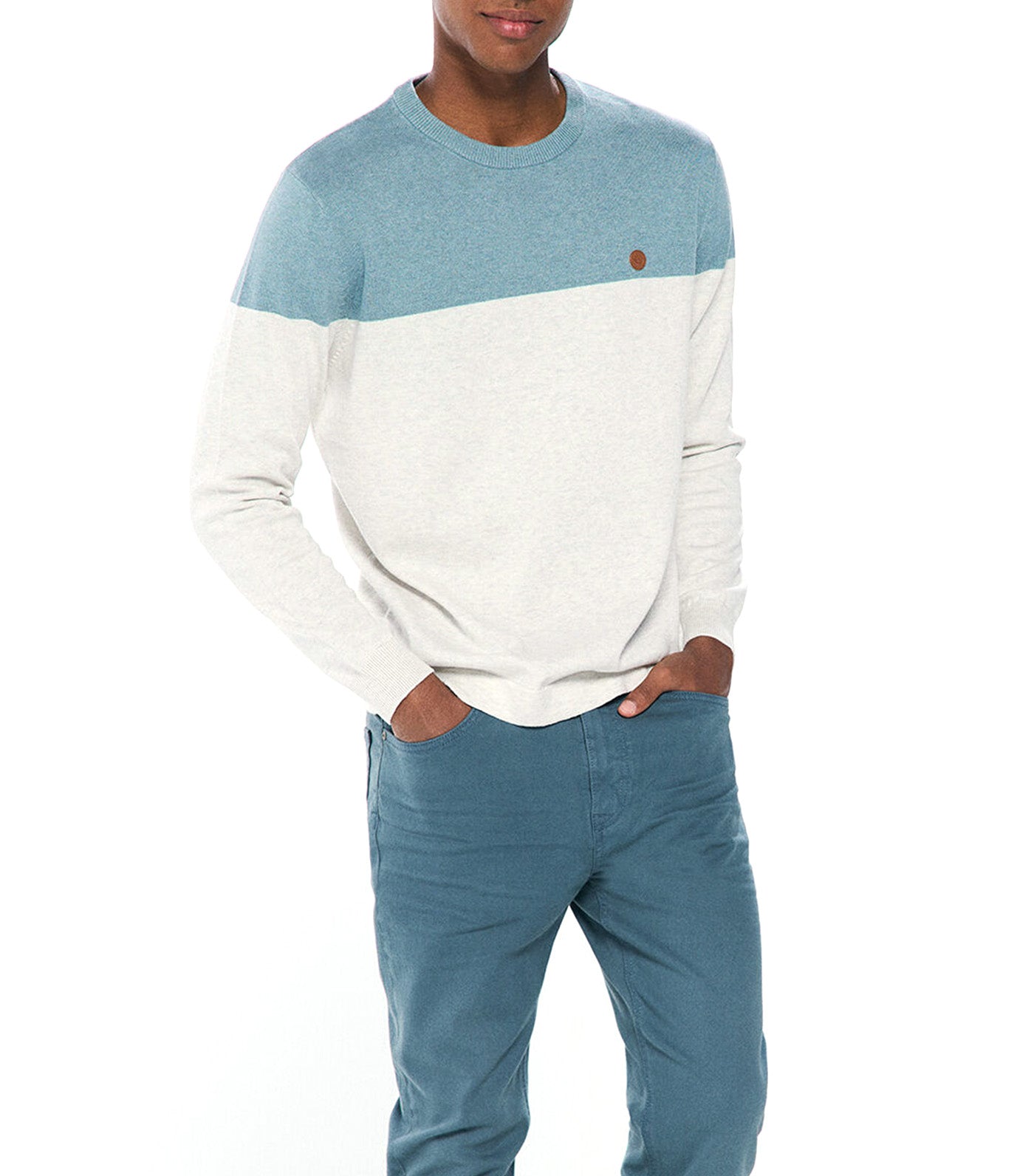 Basic Color Block Jersey
 Blue