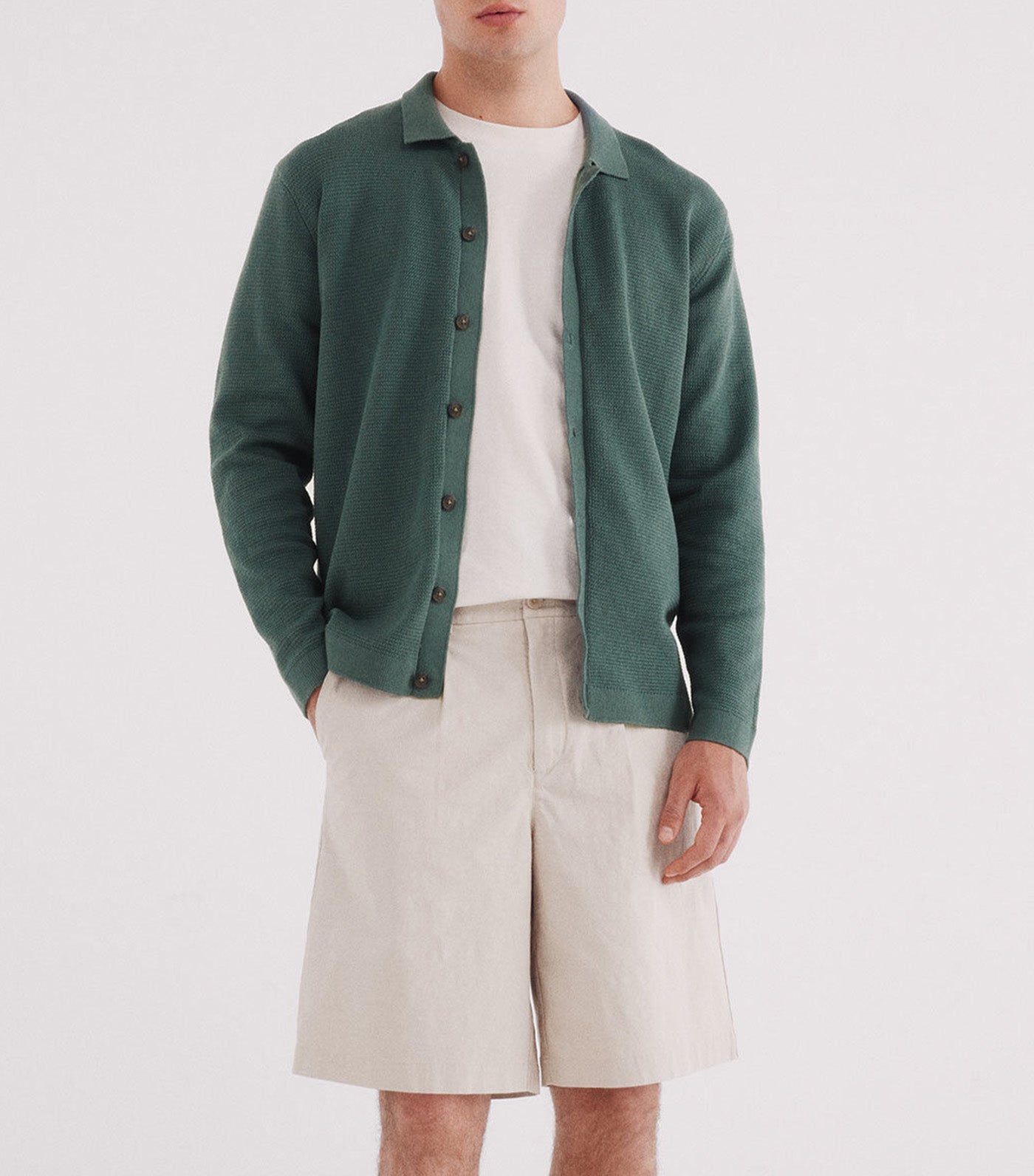 Structured Cardigan in Colour Green