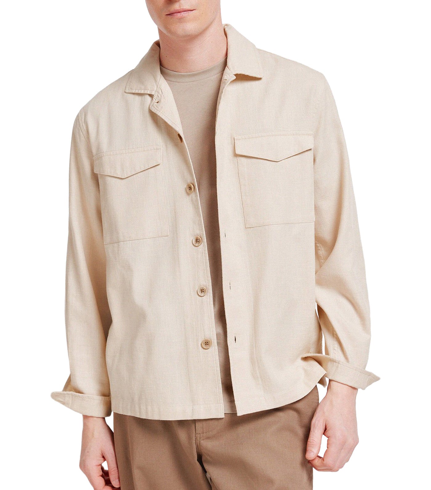 Loose-Fitting Overshirt Sand