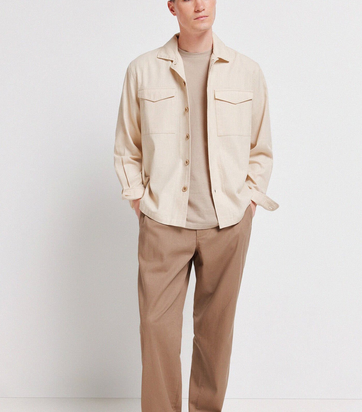 Loose-Fitting Overshirt Sand